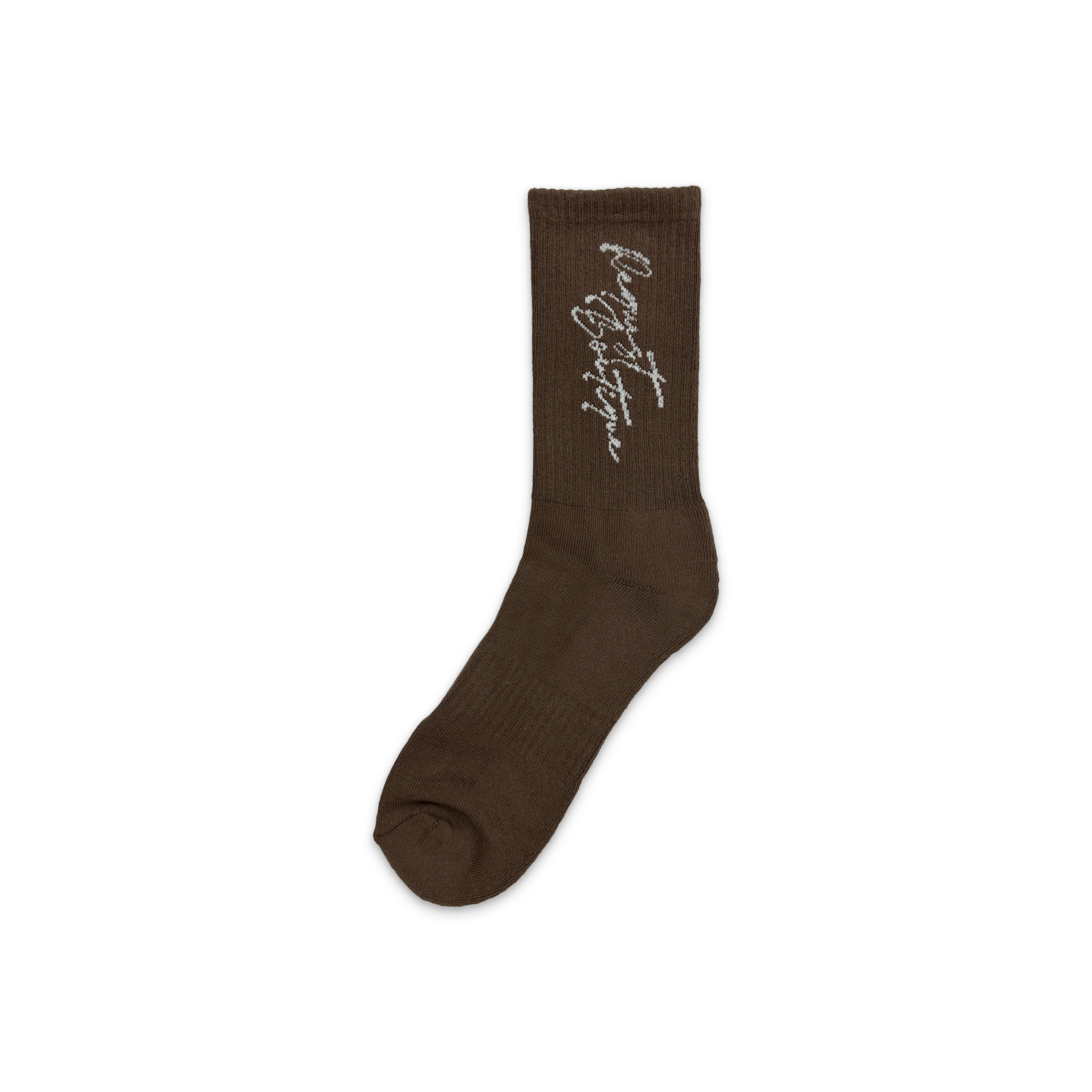 Request Vertical Script Socks "Chocolate"