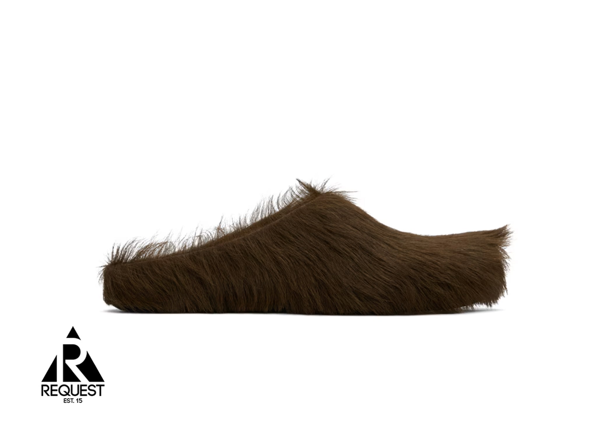 Marni Calf Hair Fussbett Sabot Slipper "Dark Brown"