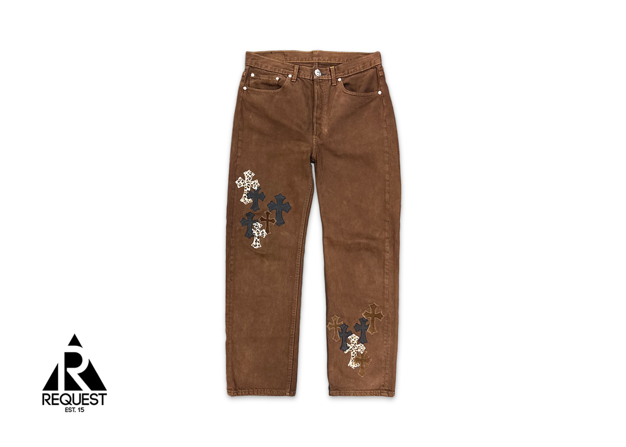 Chrome Hearts, Levi's Brown Denim "Brown Black & Leopard Crosses"