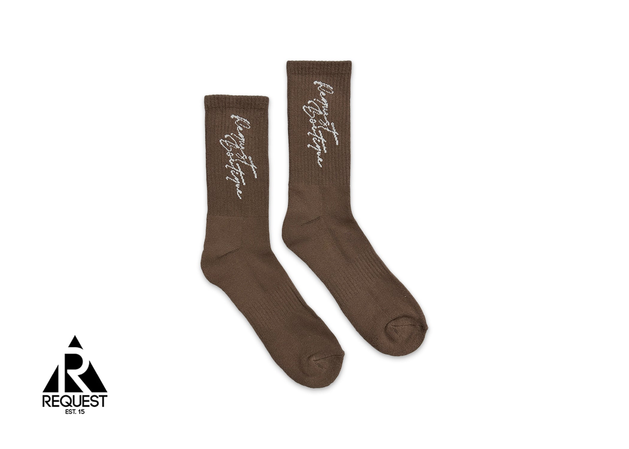 Request Vertical Script Socks "Chocolate"