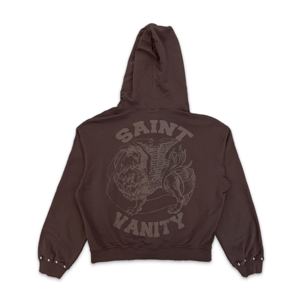 Studded Zip Up Hoodie “Brown"