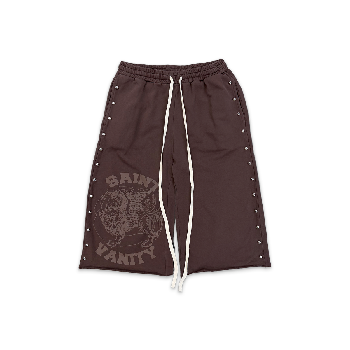Studded Long Shorts “Brown"