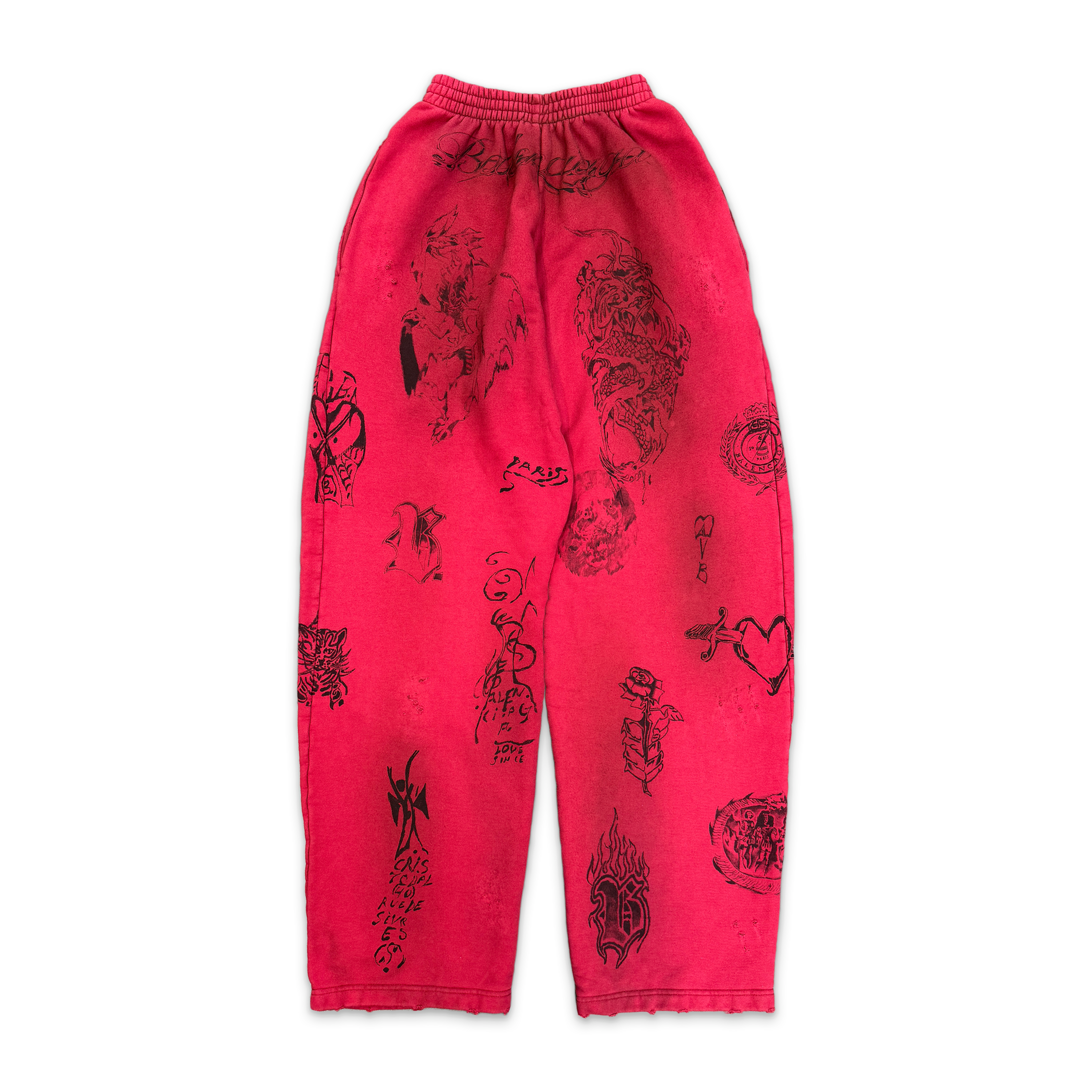 Tattoo Baggy Heavy Sweatpants "Red"
