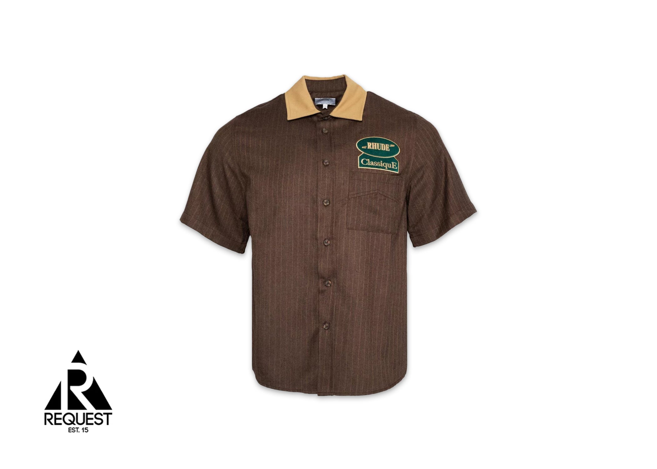 Rhude Twill Stripe Mechanic Button Down Shirt “Brown/Tan”