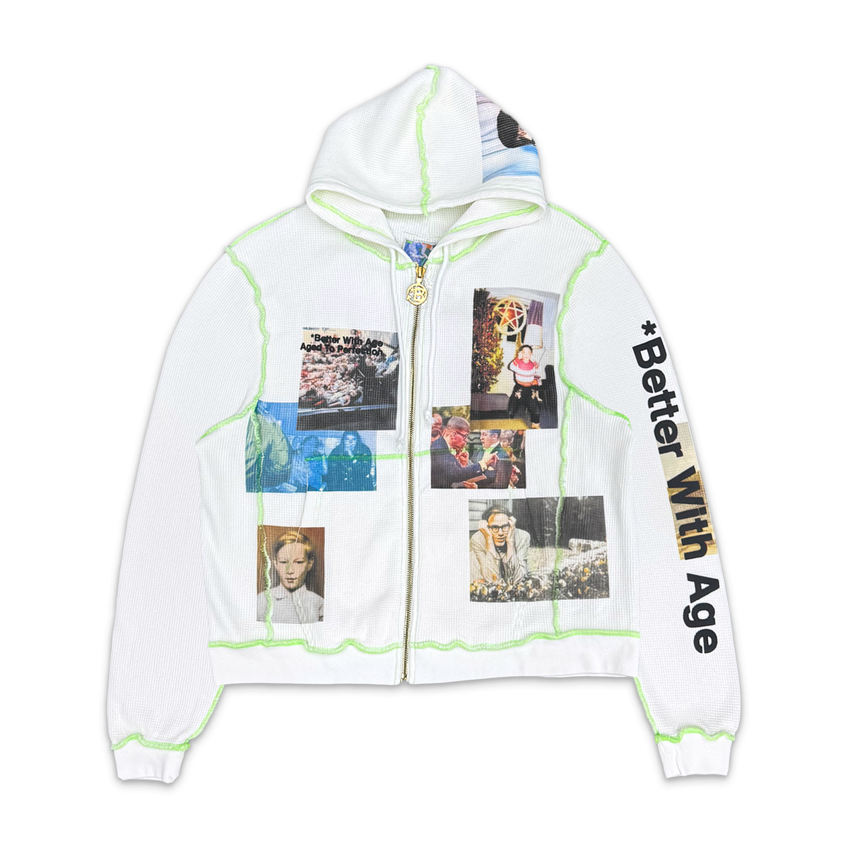 Better With Age, Better With Age Ricky Waffle Zip-Up Hoodie "White"