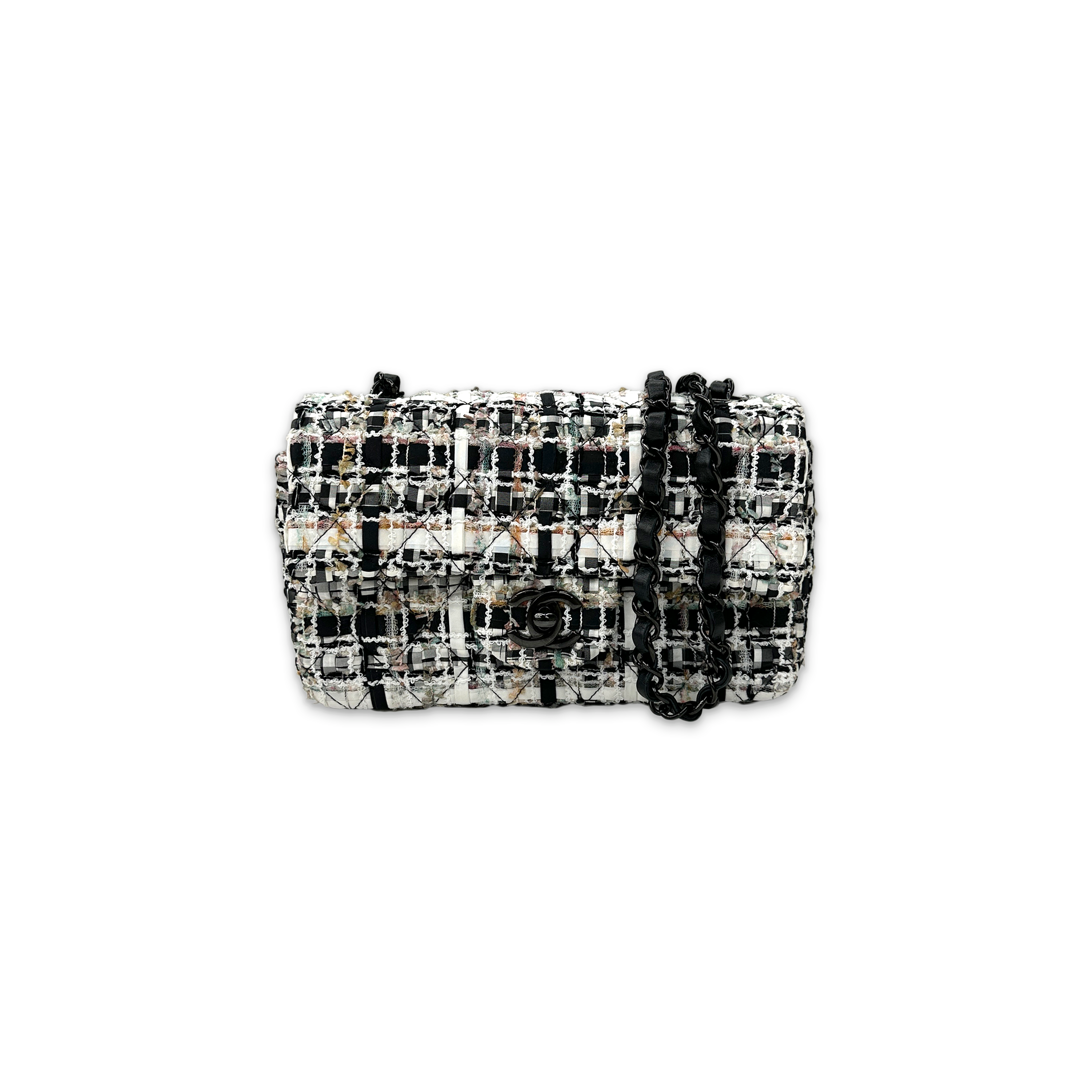 Chanel, Classic Mini Flap Tweed Purse "Black/White"