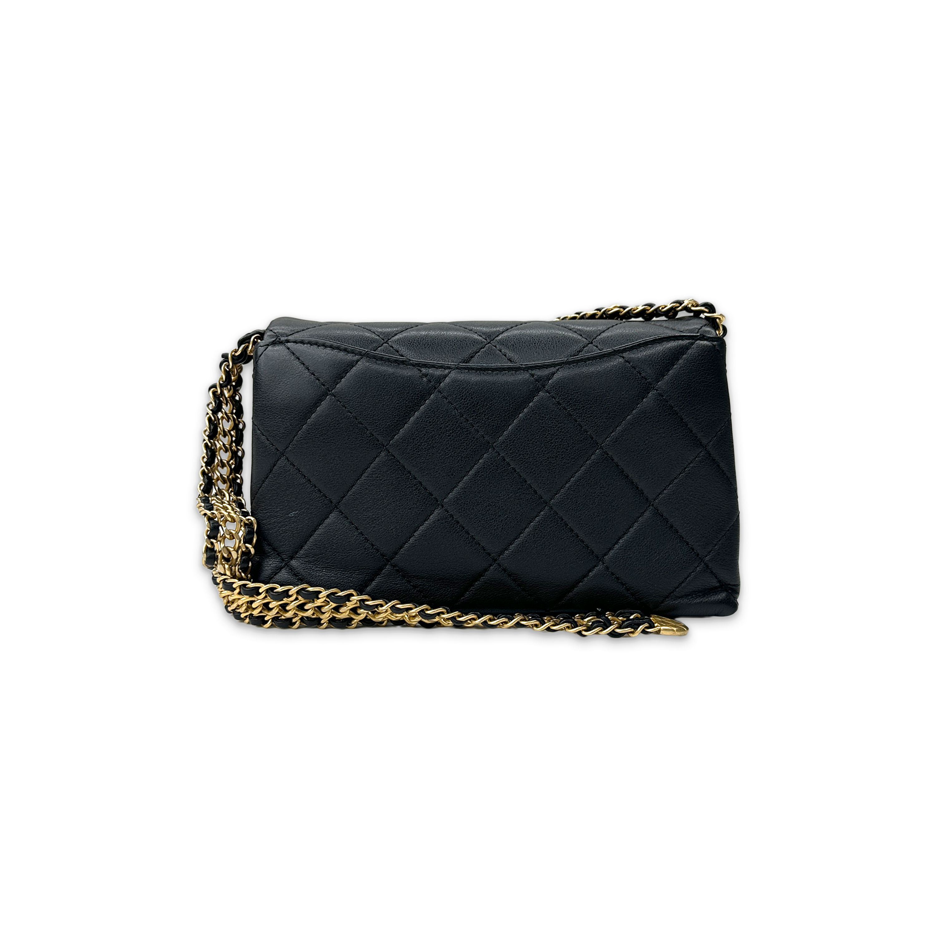 Chanel, Quilted Leather Matelasse Belt Chain Purse "Black"