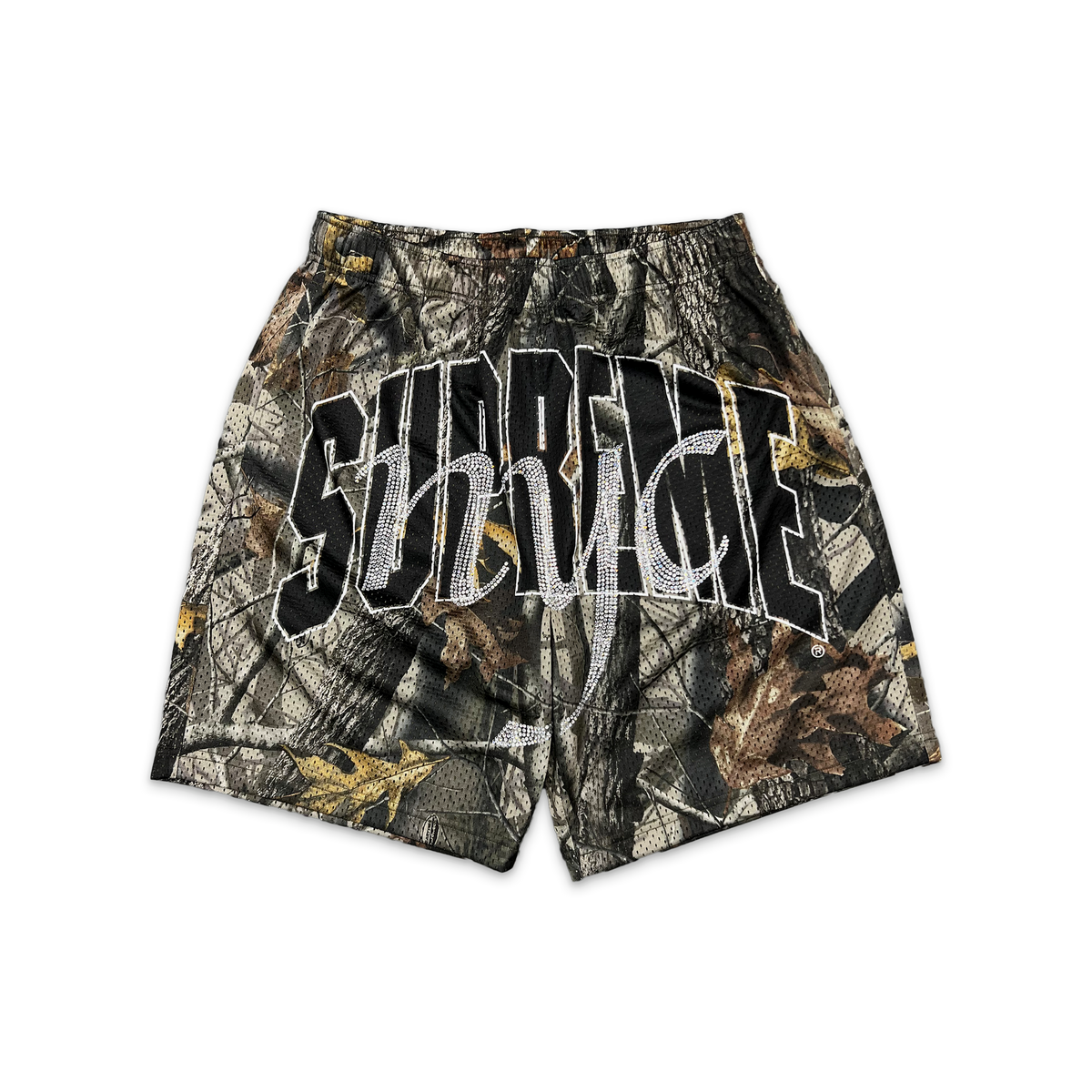 Rhinestone Mesh Shorts 