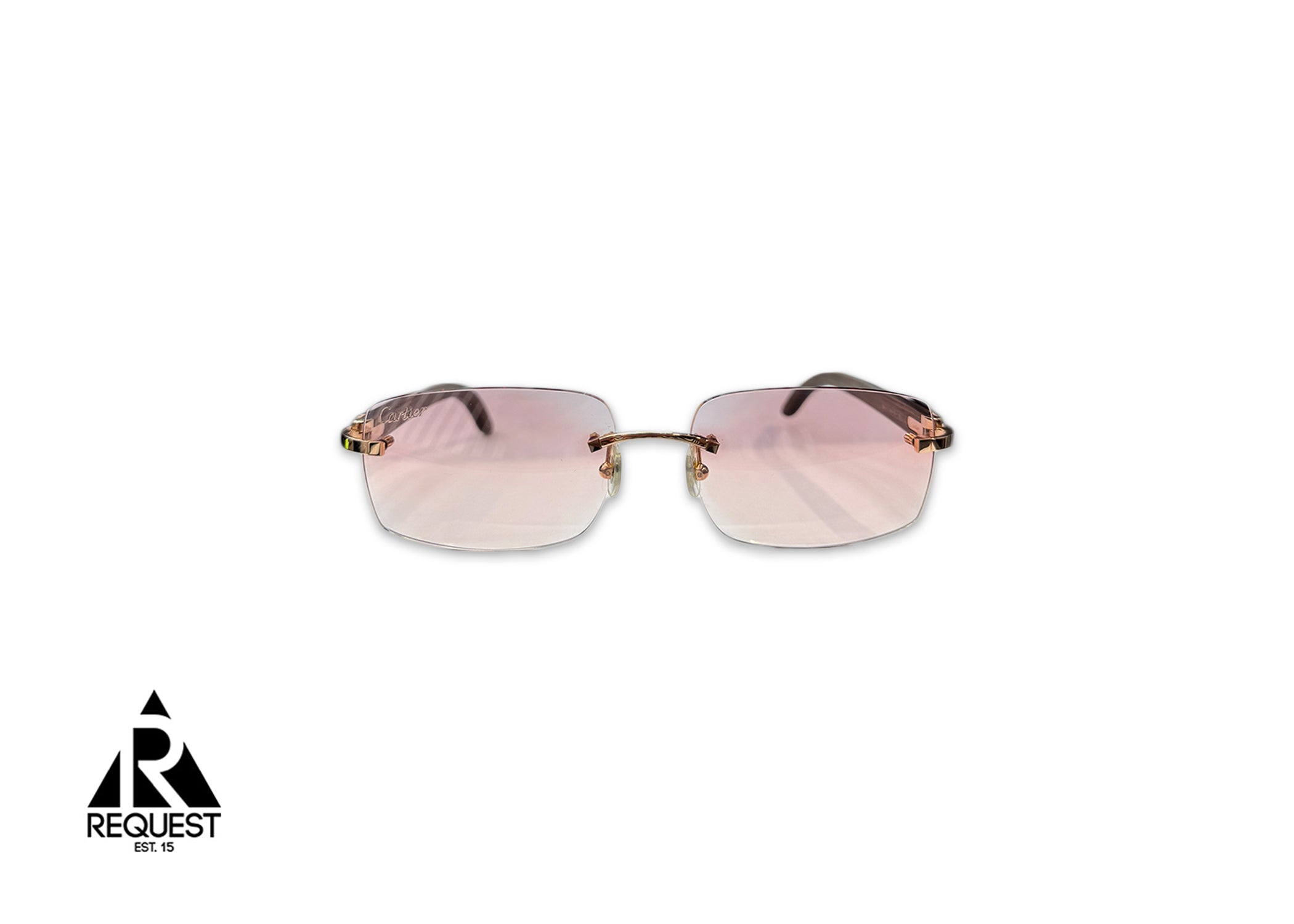 Cartier Wood Frame Sunglasses "Rose Gold/Brown"