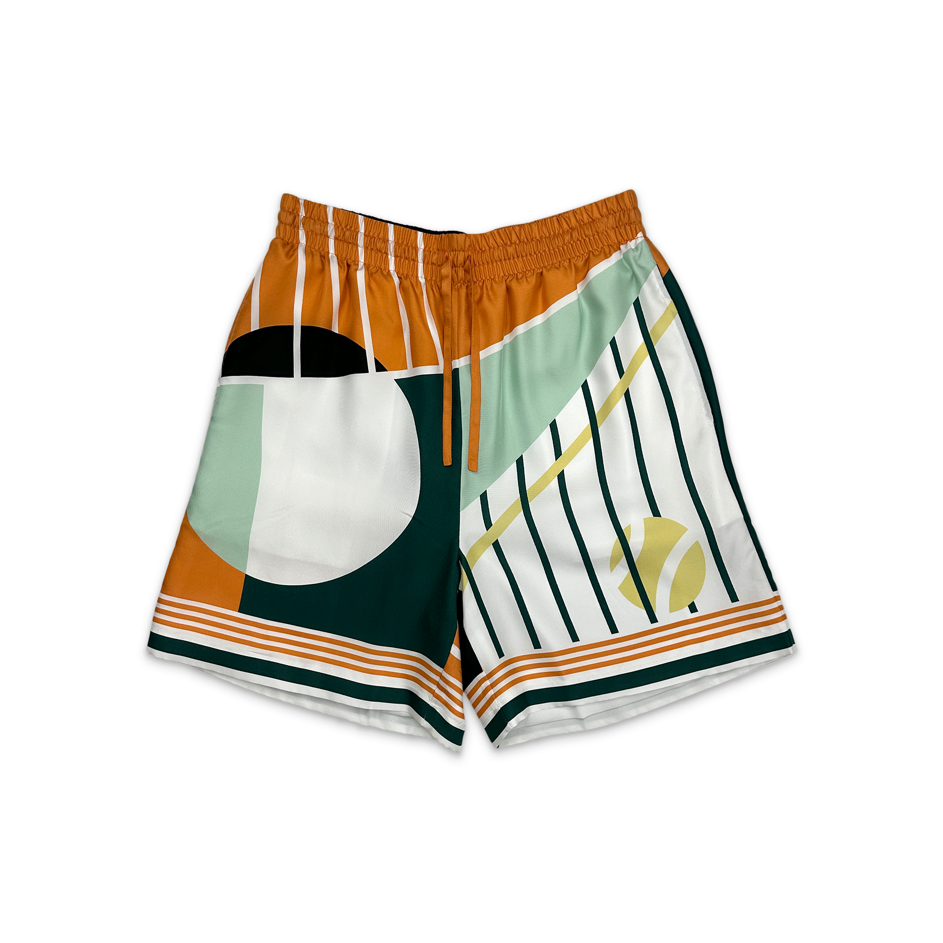 Silk Twill Shorts "Court Abstract"