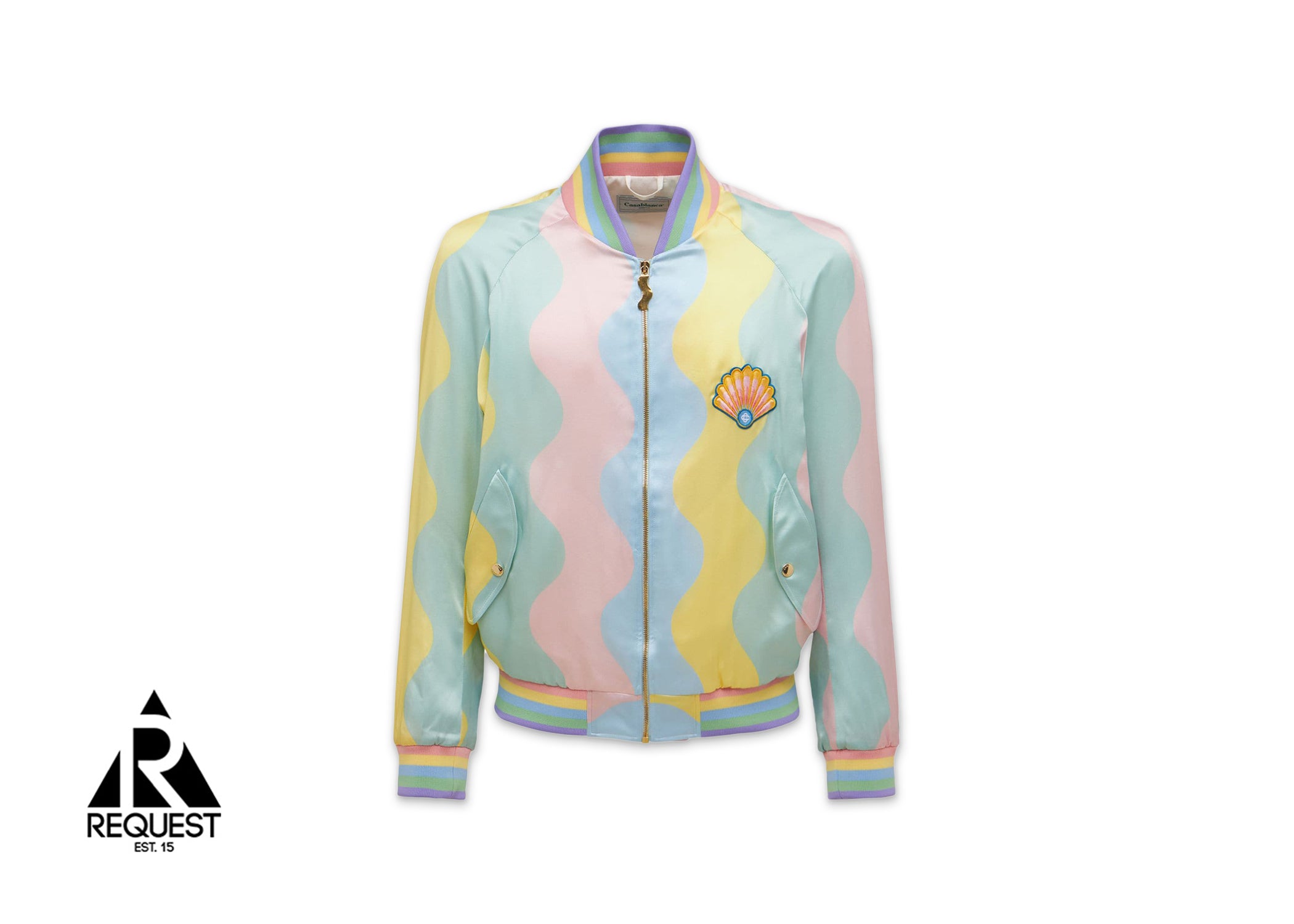 Casablanca Shell Wave Print Silk Bomber Jacket "Multicolor"