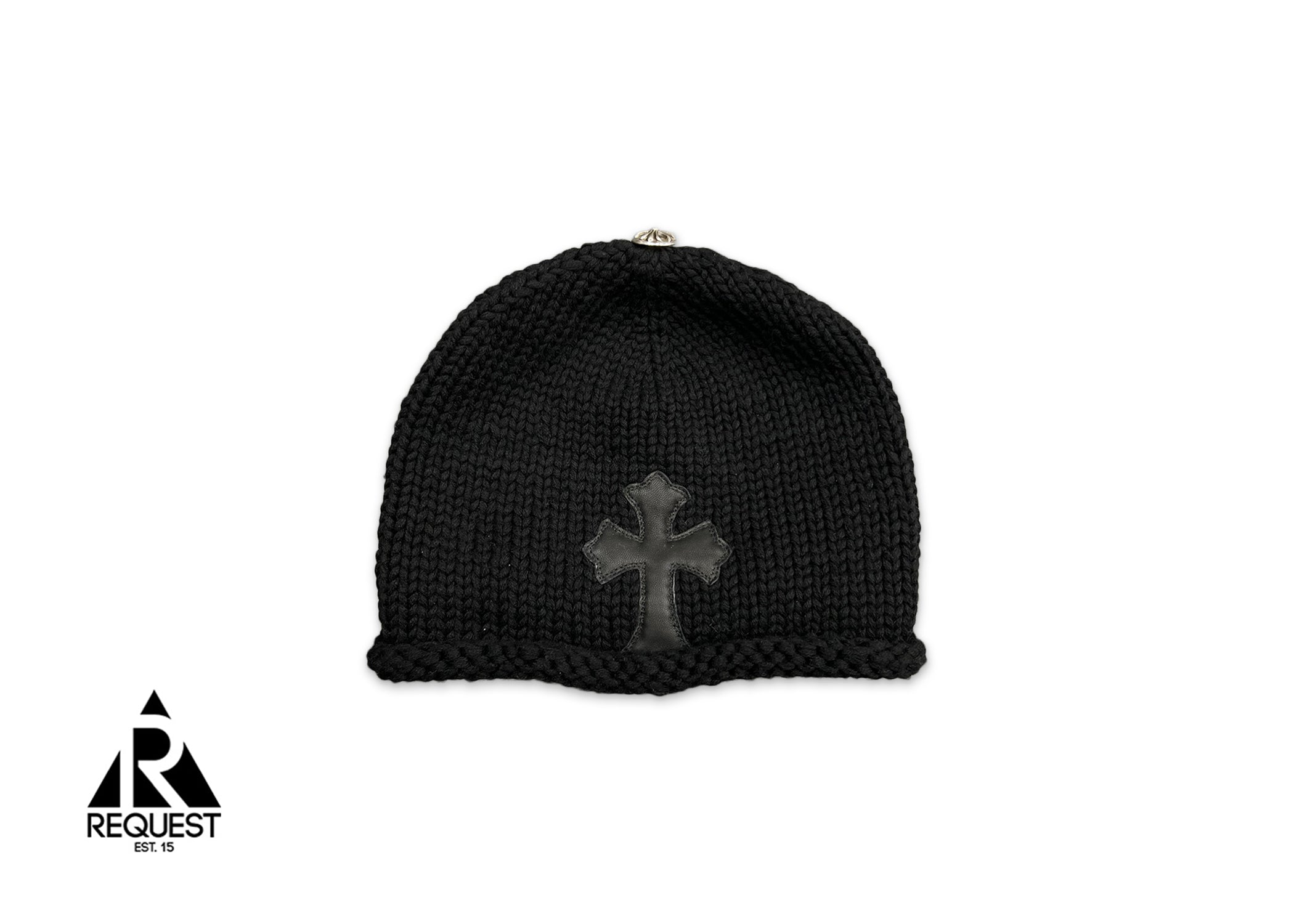 Chrome Hearts Knitted Leather Cross Beanie "Black"