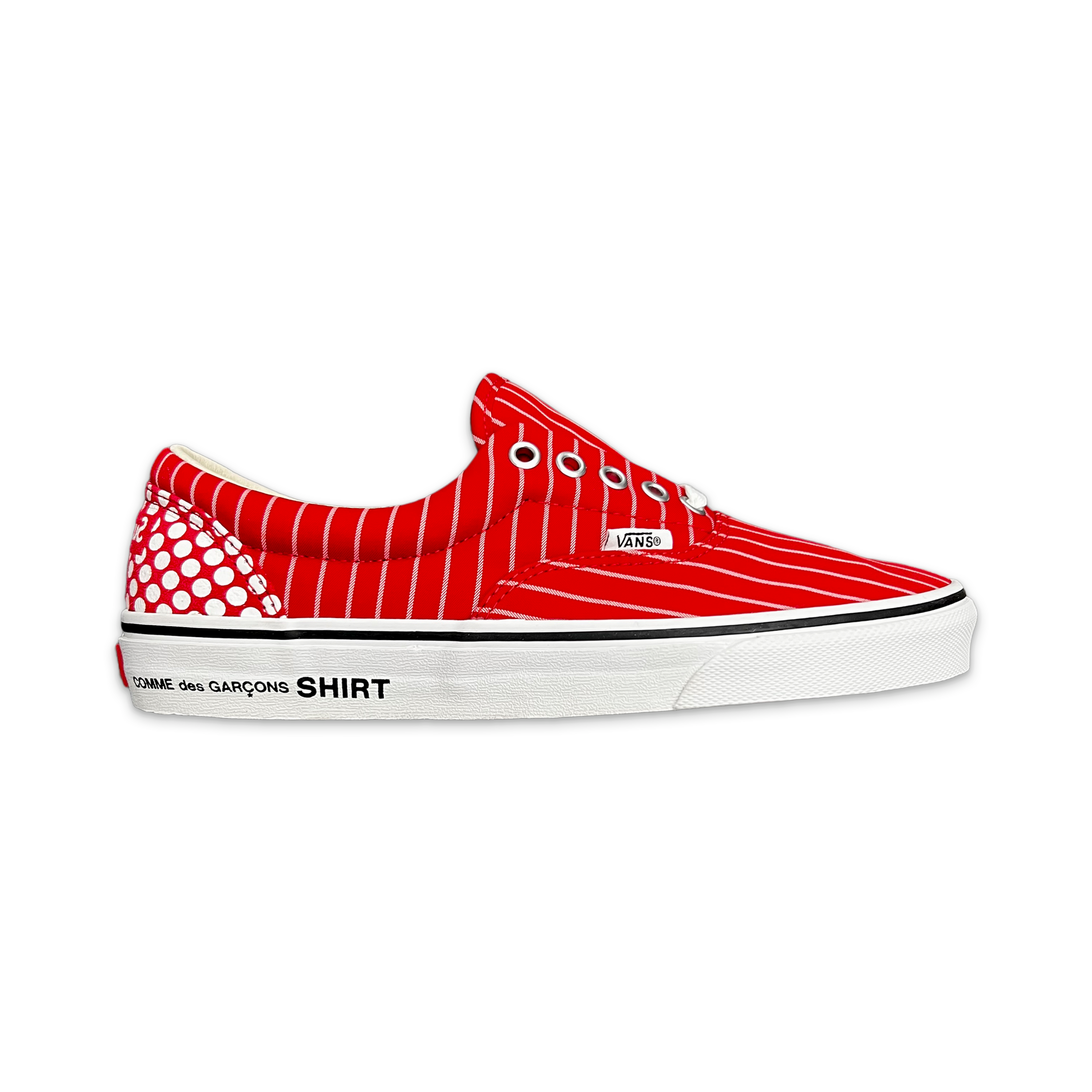 x CDG Pinstripe Era Vans "Red"