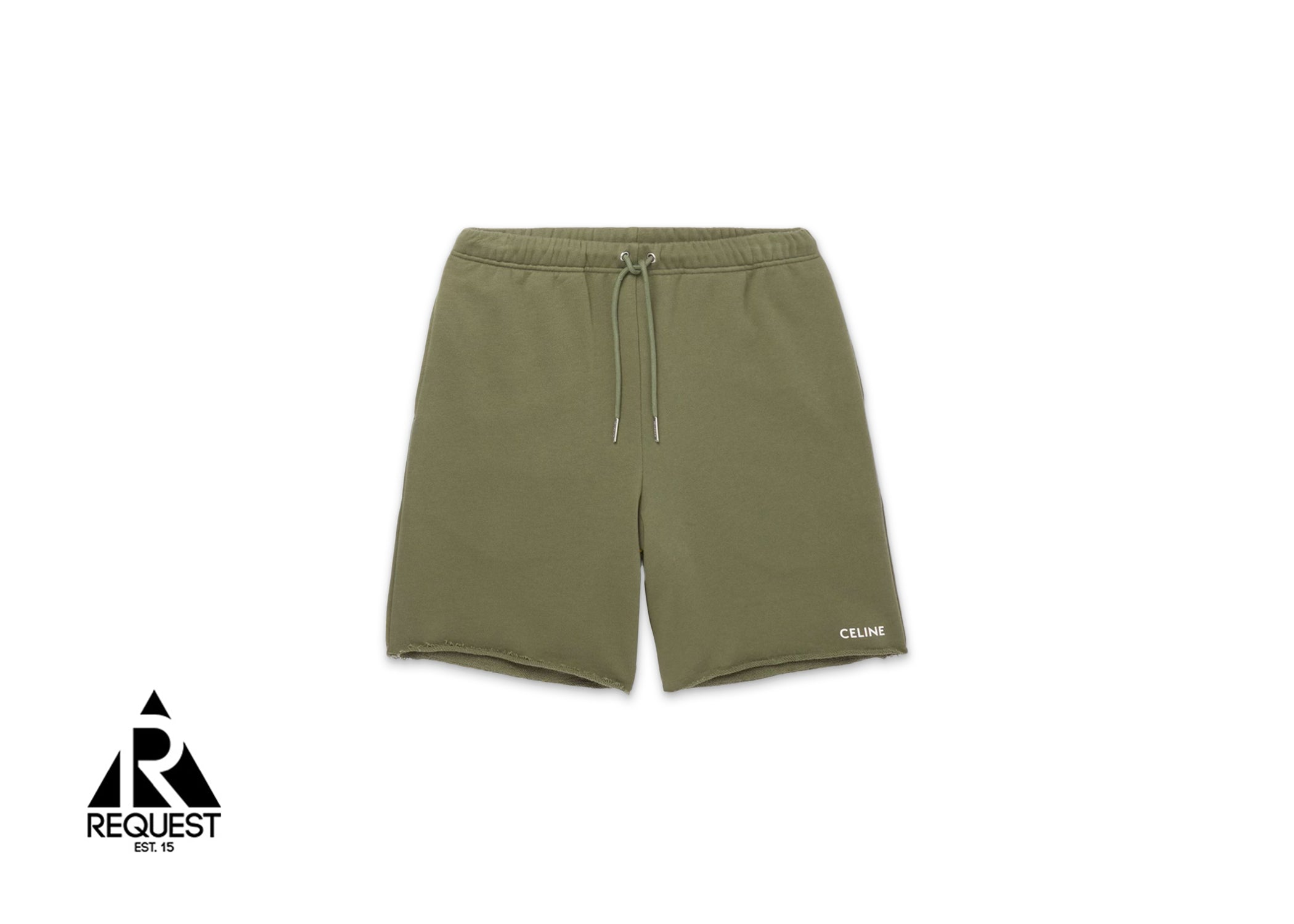 Celine Embroidered Cotton Shorts “Army Green”