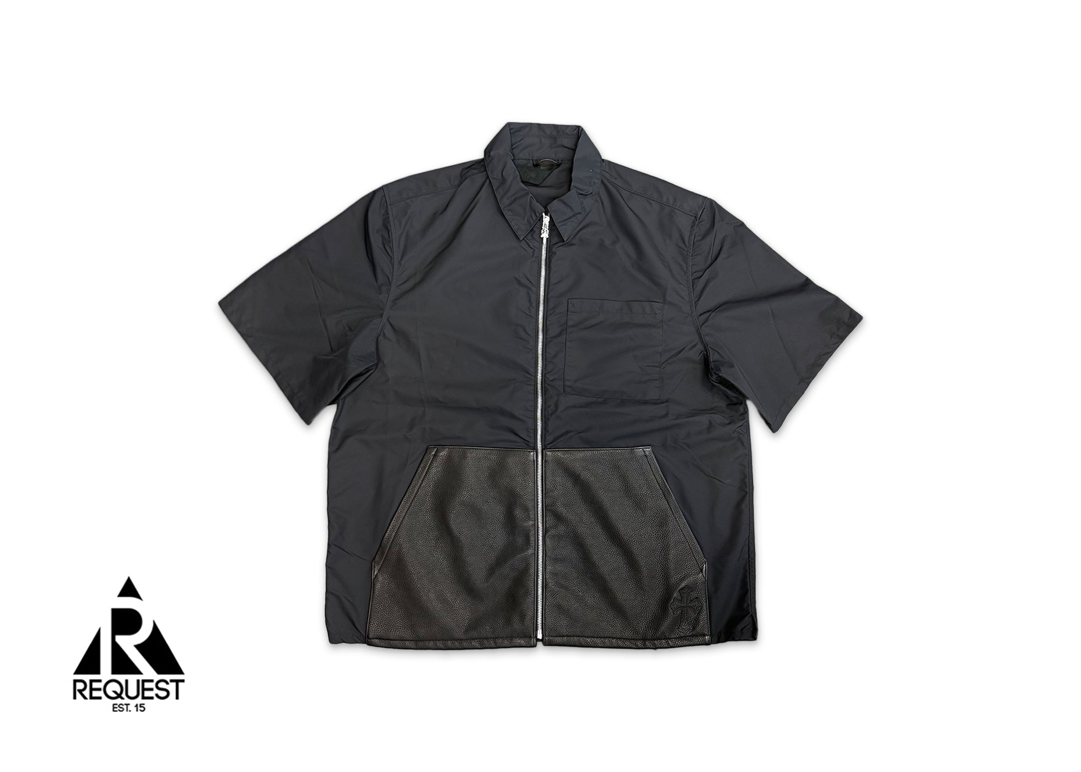 Chrome Hearts Zip Shirt Jacket Nylon Leather “Black