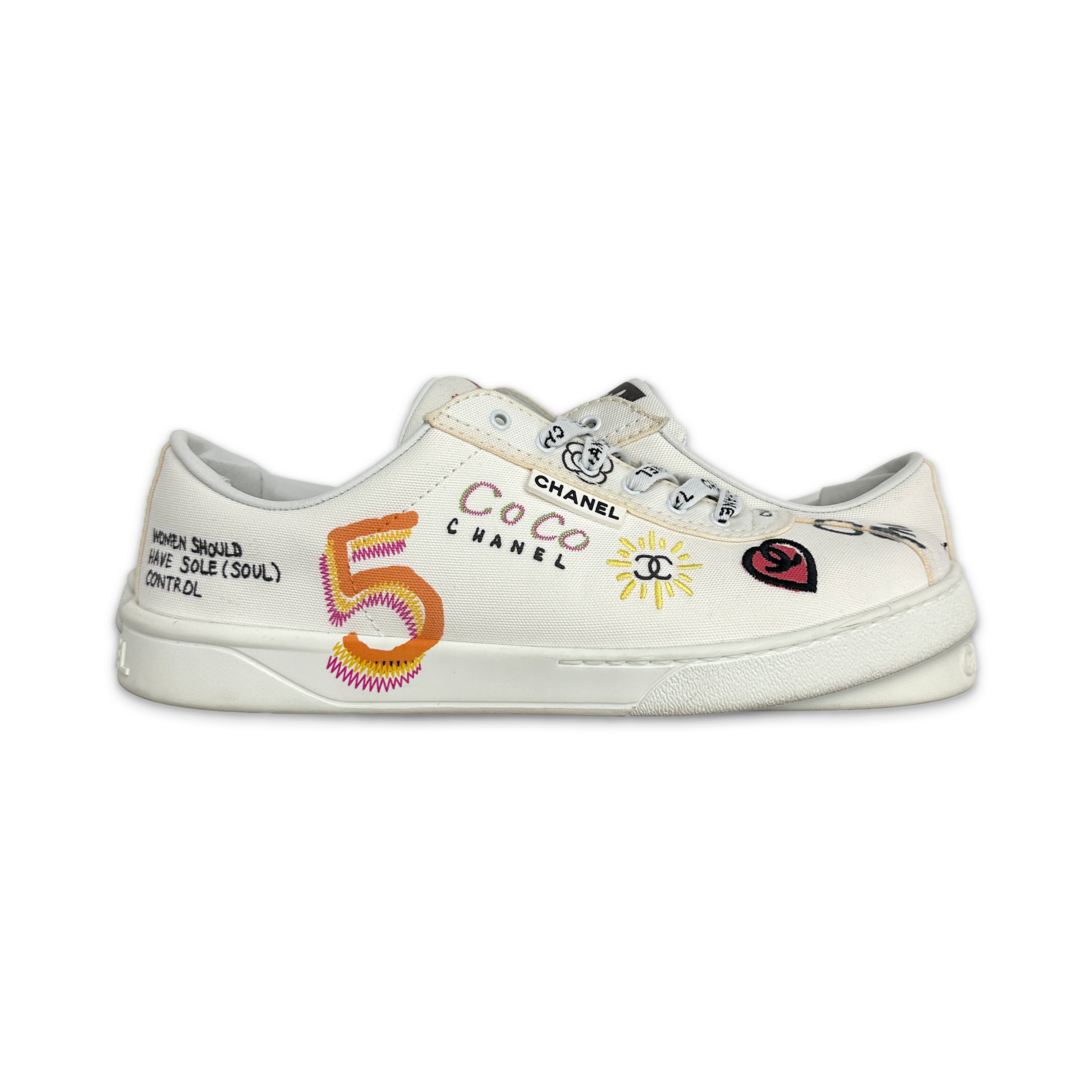 Request, Chanel Pharrell Multi Logo Canvas Sneaker
