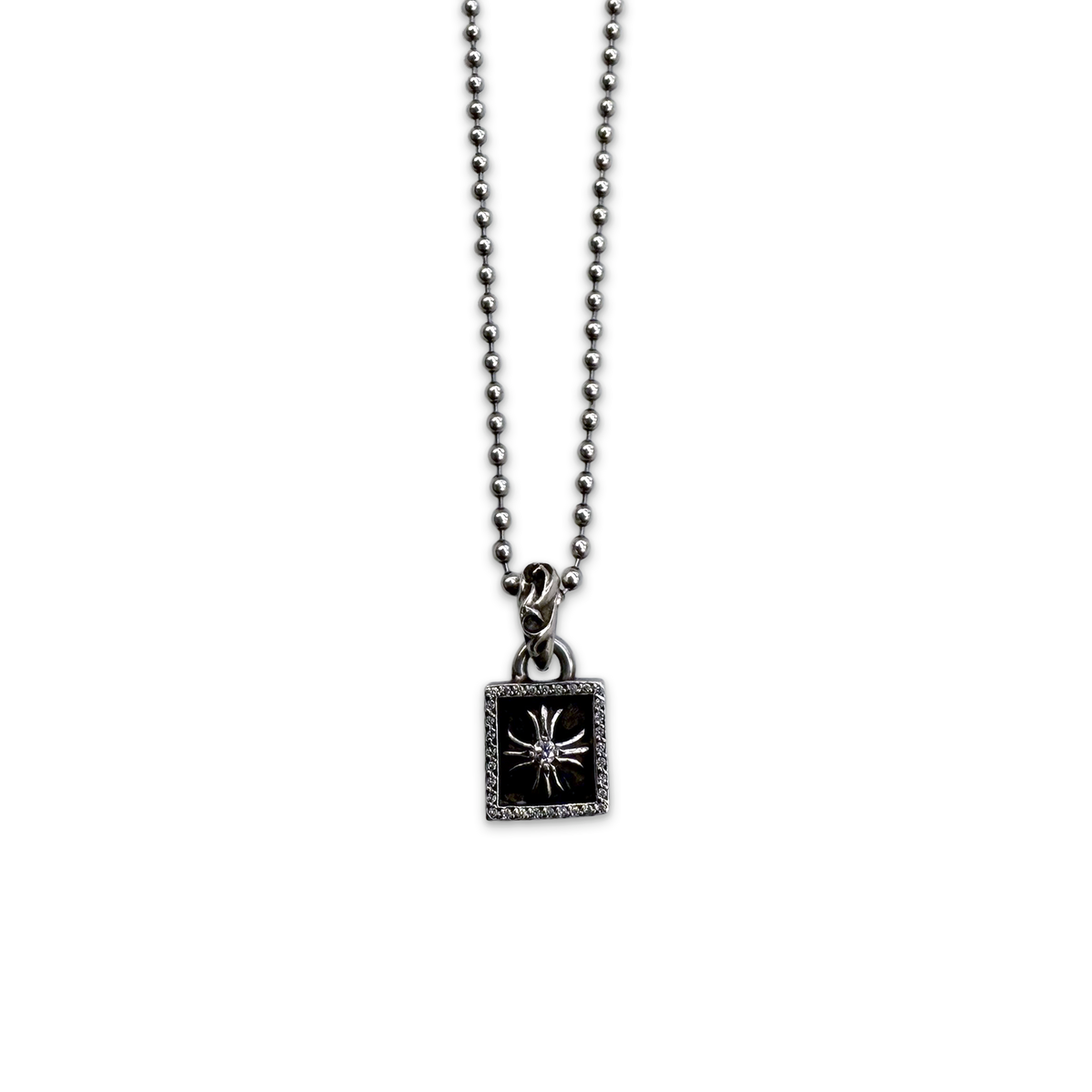 CH Plus Diamond Frame & Center Pendant With Ball Chain Necklace