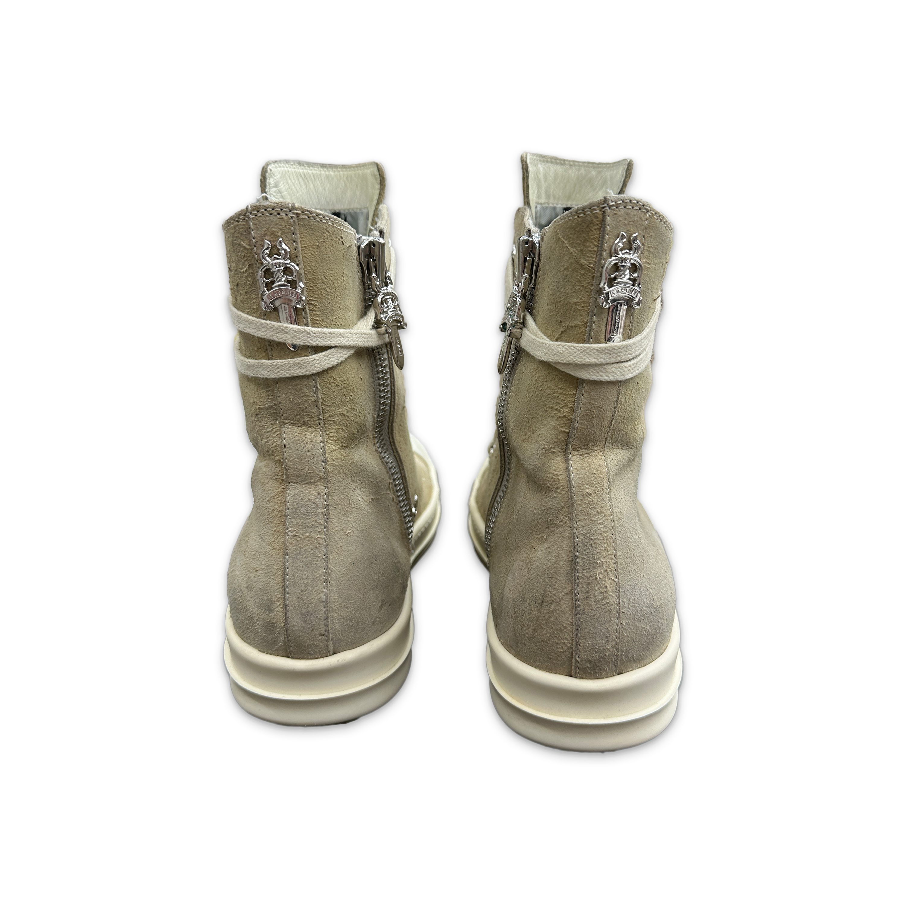 Chrome Hearts, x Rick Owens Ramone High "Biege Blistered Suede"