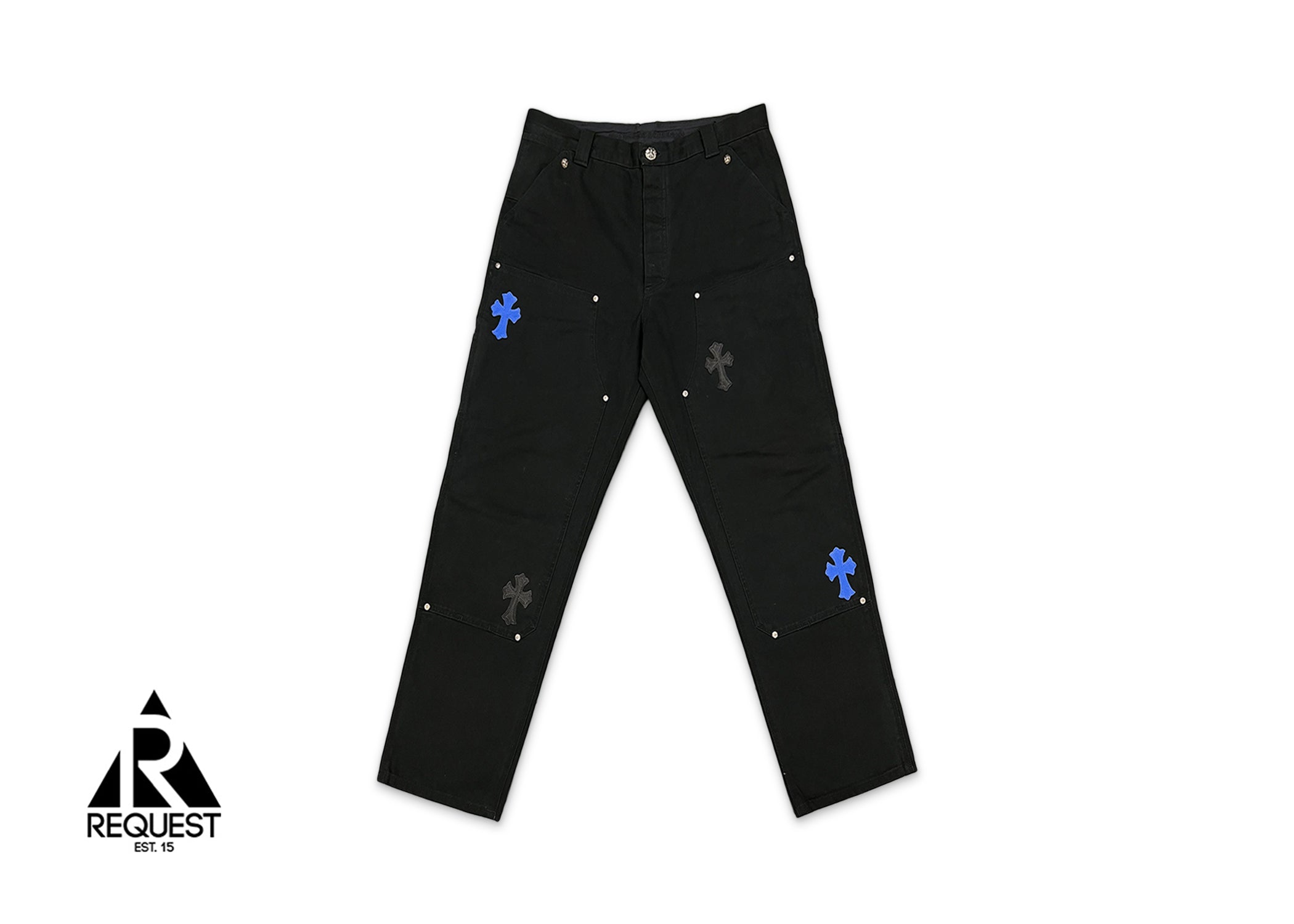 Chrome Hearts Black Carpenter Pants "Blue Black Crosses"