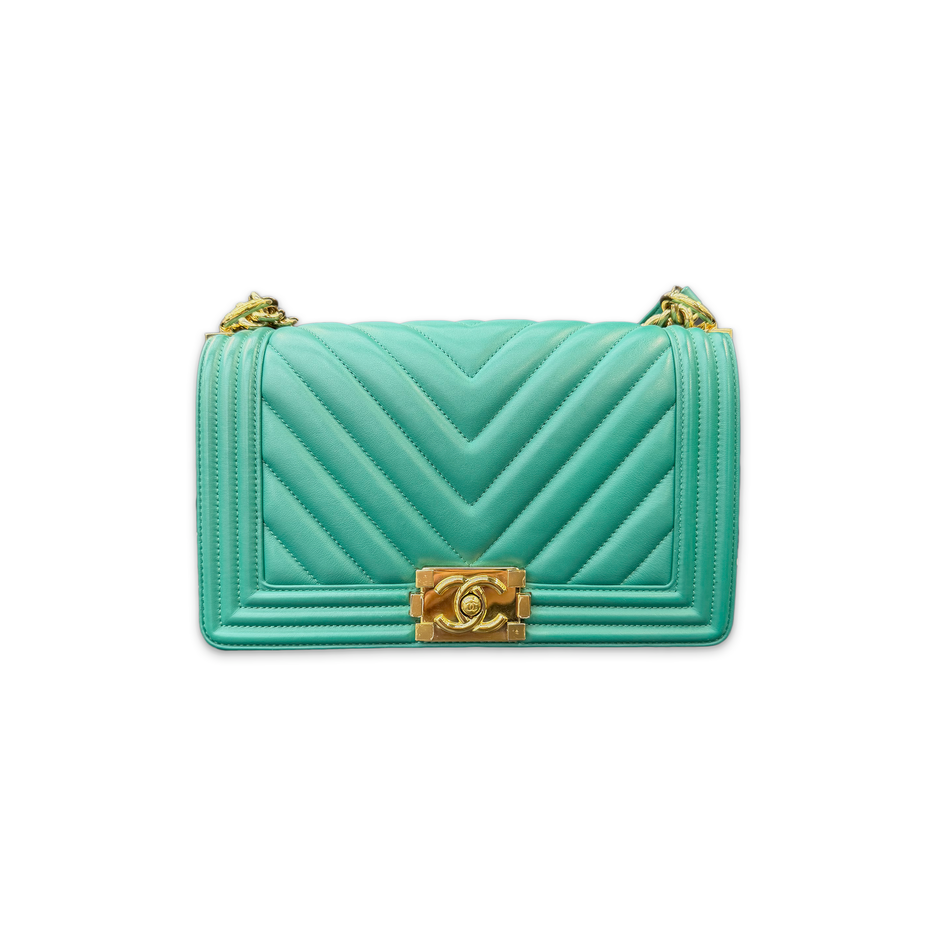 Chanel, Medium Leather Boy Bag "Aqua Green"
