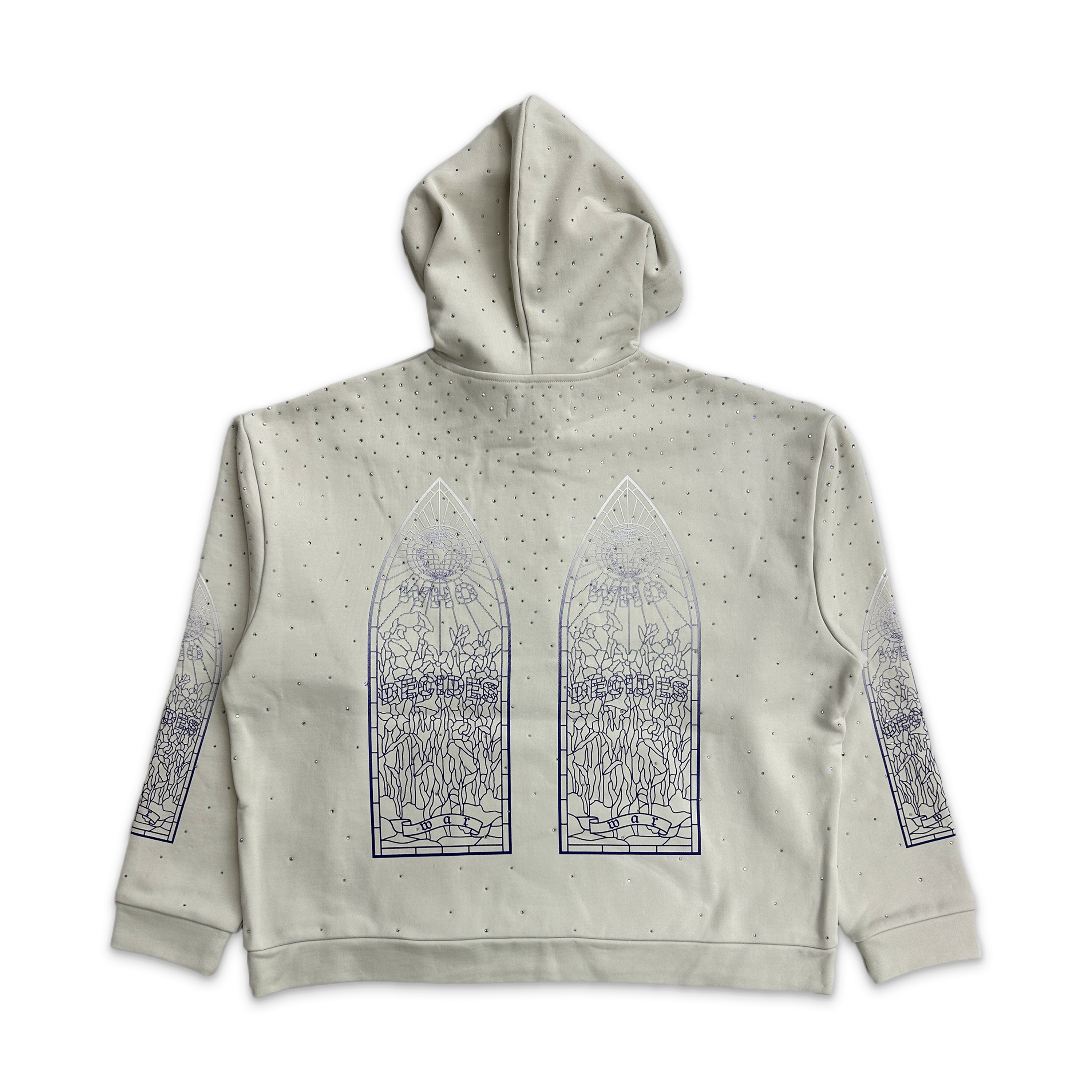 Who Decides War, Rhinestone Hooded Pullover "Cream"