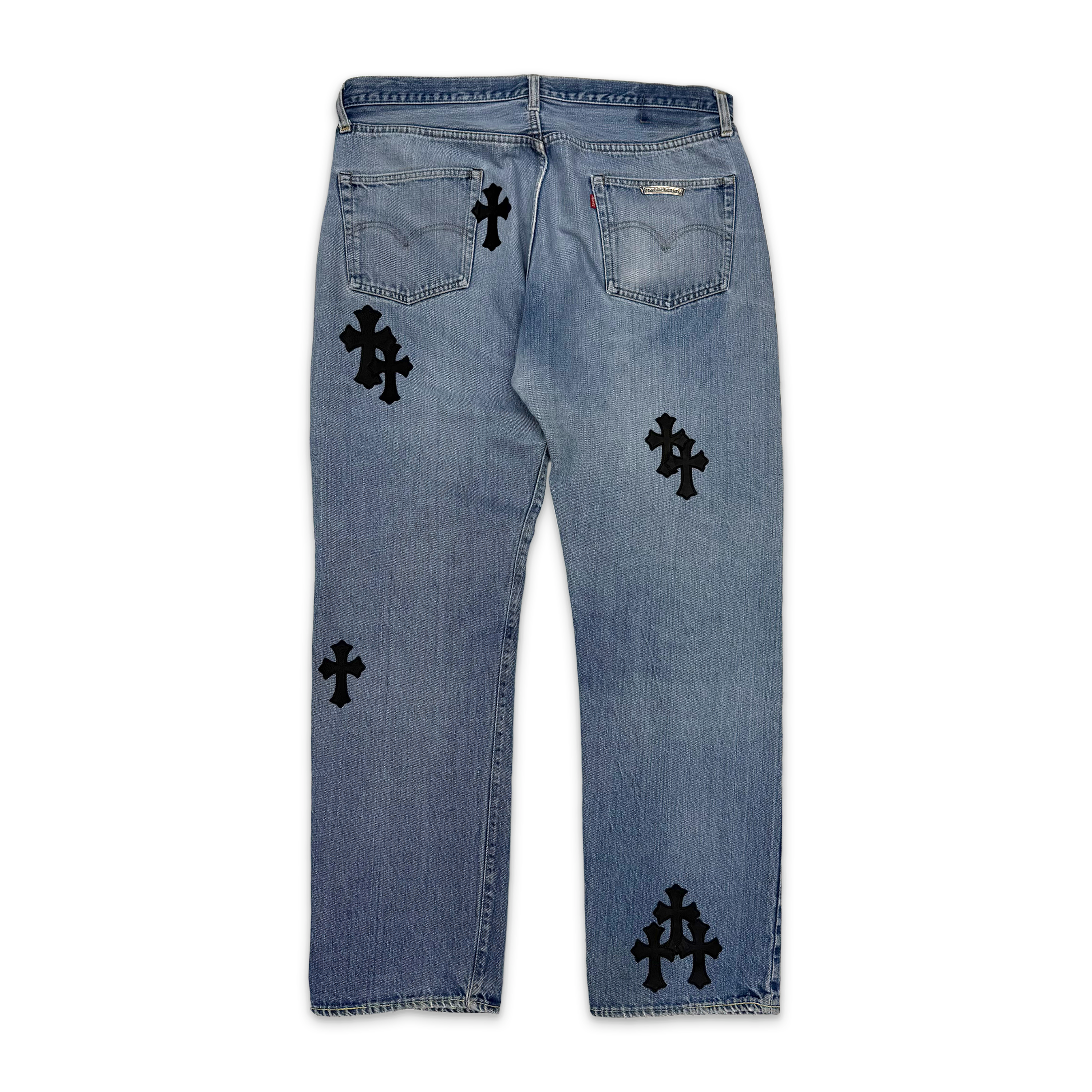 Chrome Hearts, Levi's Light Wash Denim “Black Crosses"