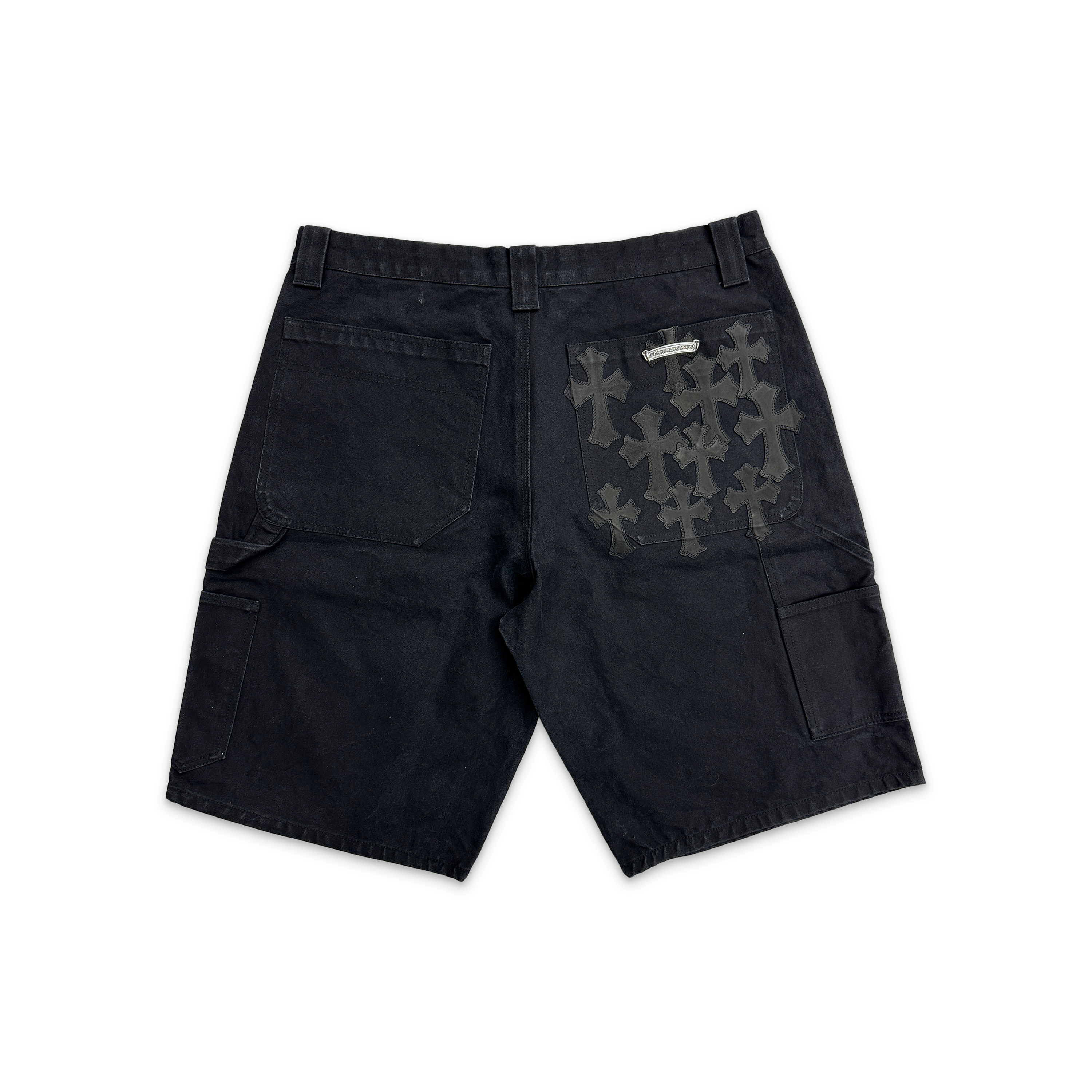 Carpenter Shorts w/ Black Crosses "Faded Black"