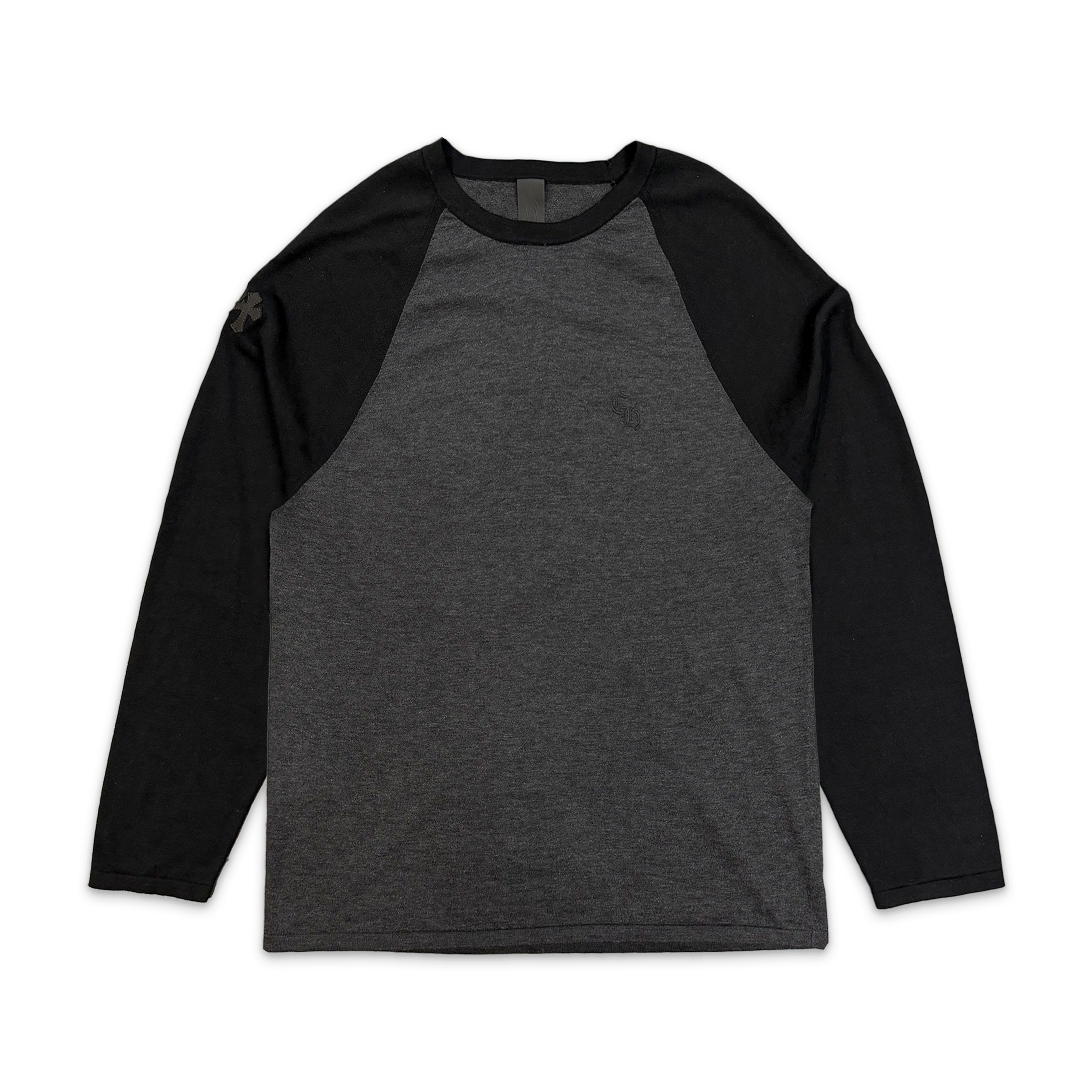 Chrome Hearts, CH Logo Triple Cross Baseball L/S Silk Blend Tee "Grey Black"