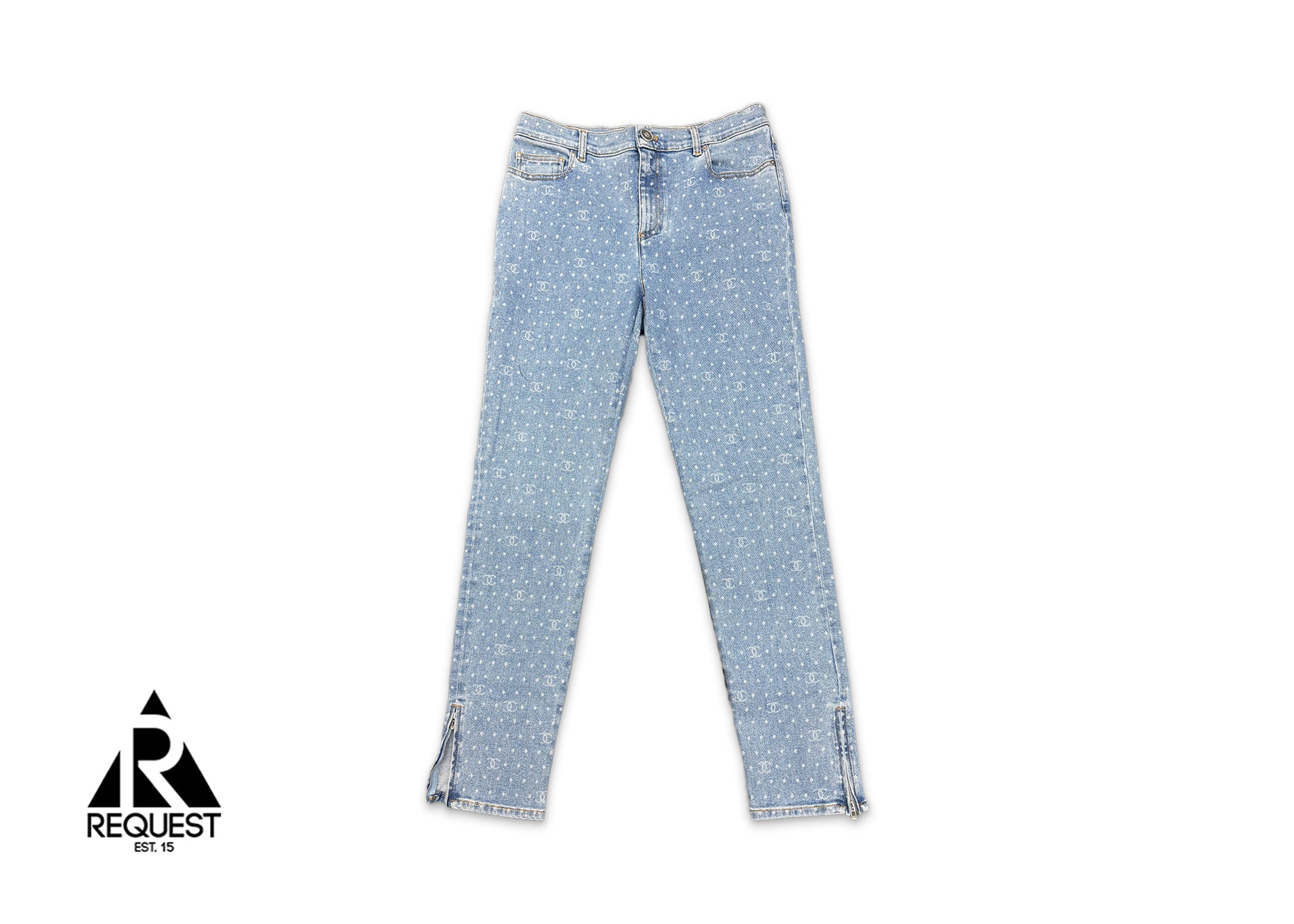 Chanel Monogram Zip Jeans "Blue"