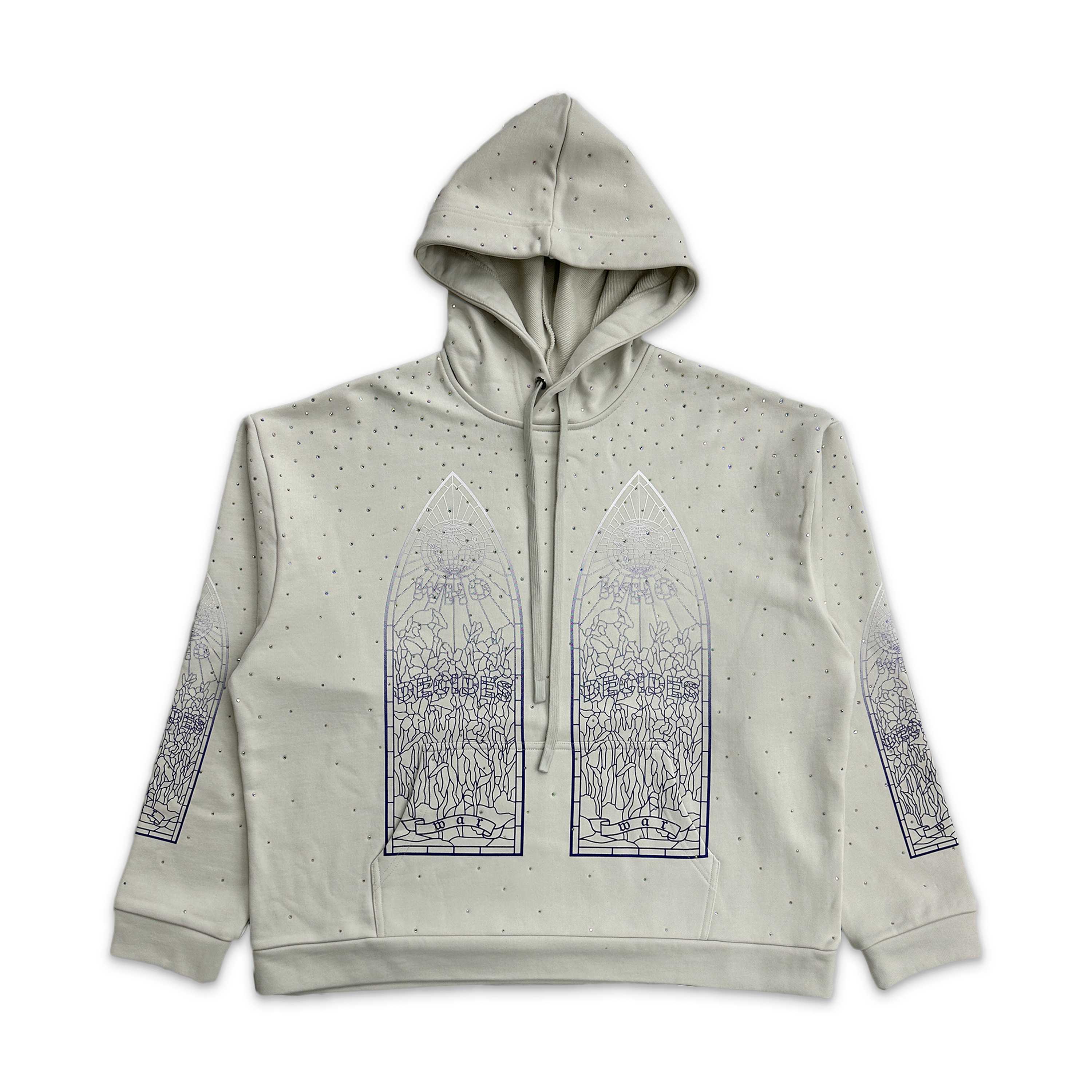 Rhinestone Hooded Pullover "Cream"