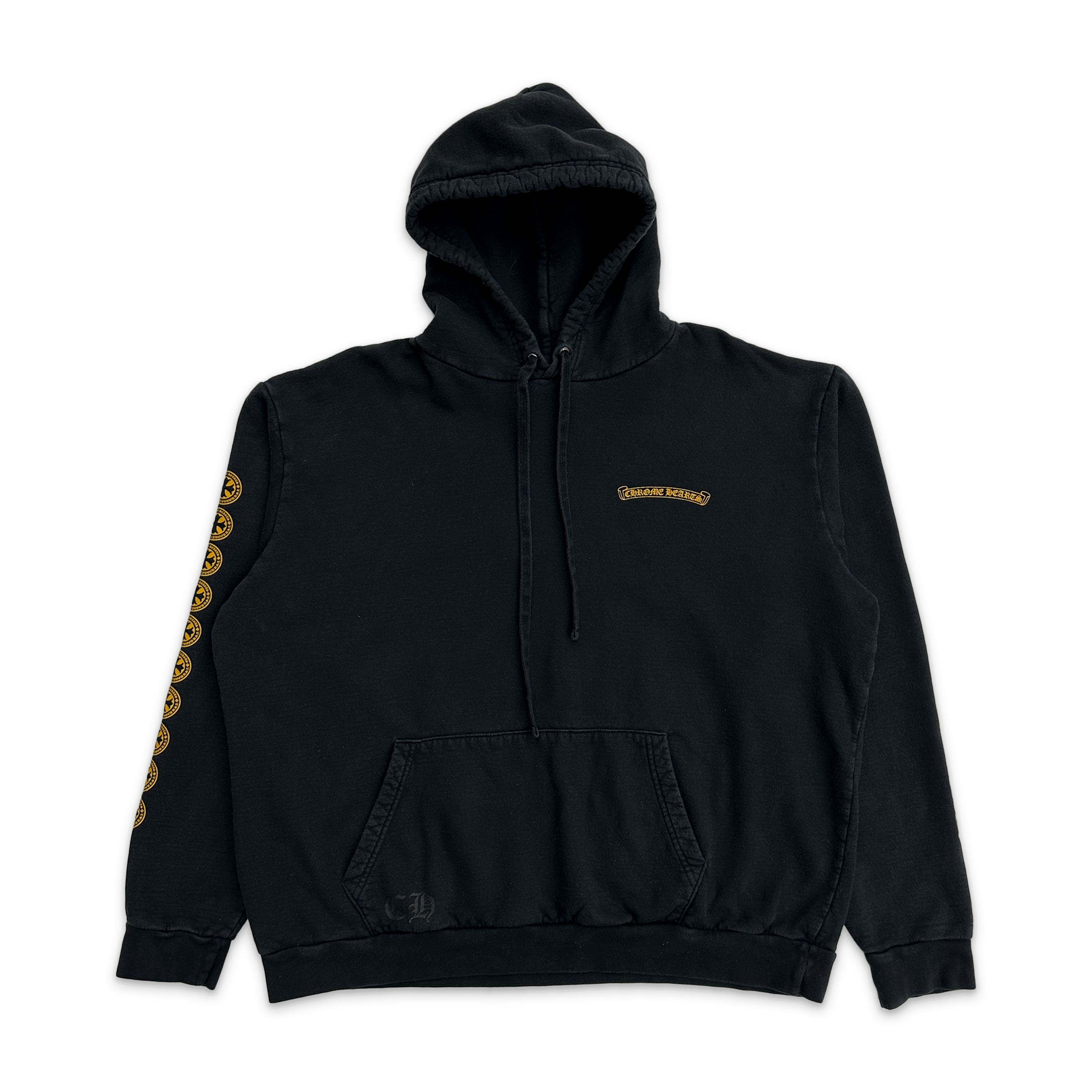 Chrome Hearts, Hollywood Yellow Plus Cross Hoodie "Black"
