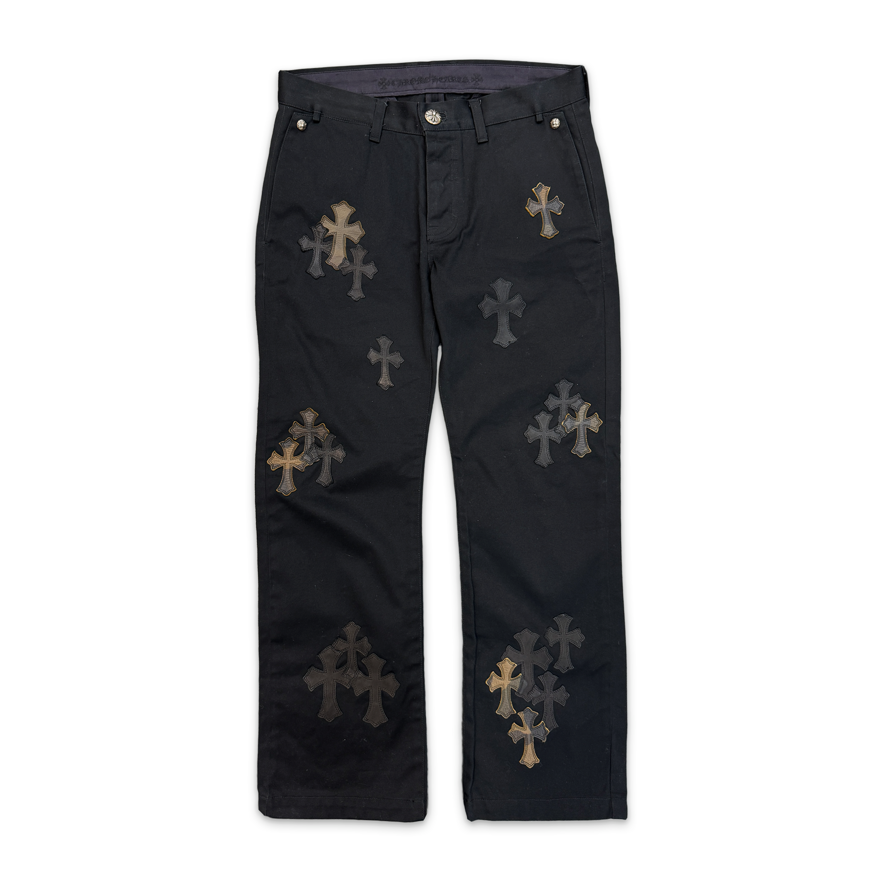 Black Chino Pants "Black & Camouflage Crosses"