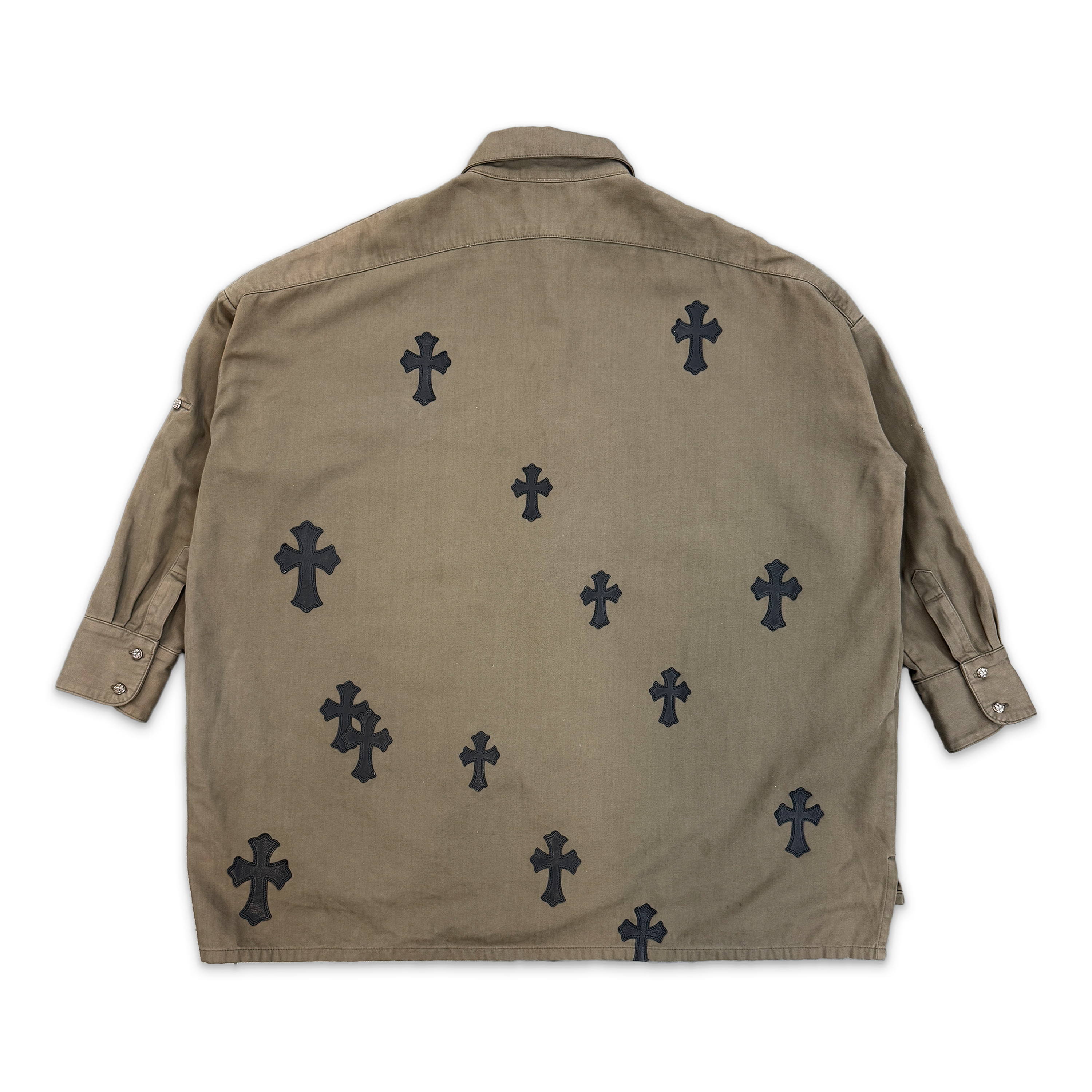 Black Cross Oversized Button Up Shirt "Olive"