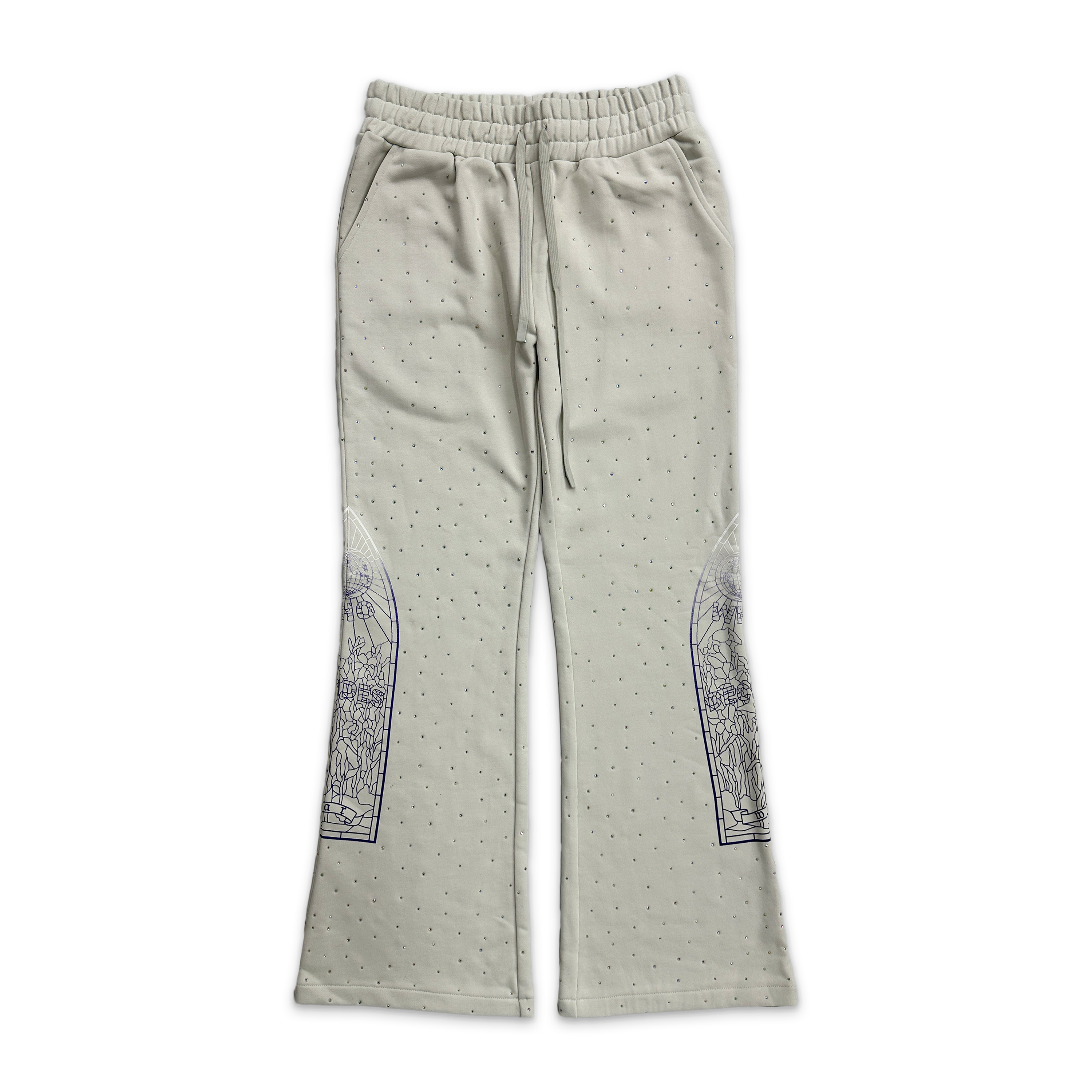 Rhinestone Sweatpants "Cream"