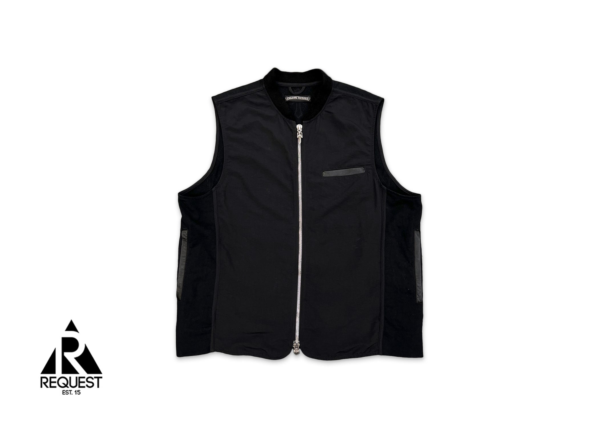 Leather Cross Patch Nylon Papa Vest "Black"