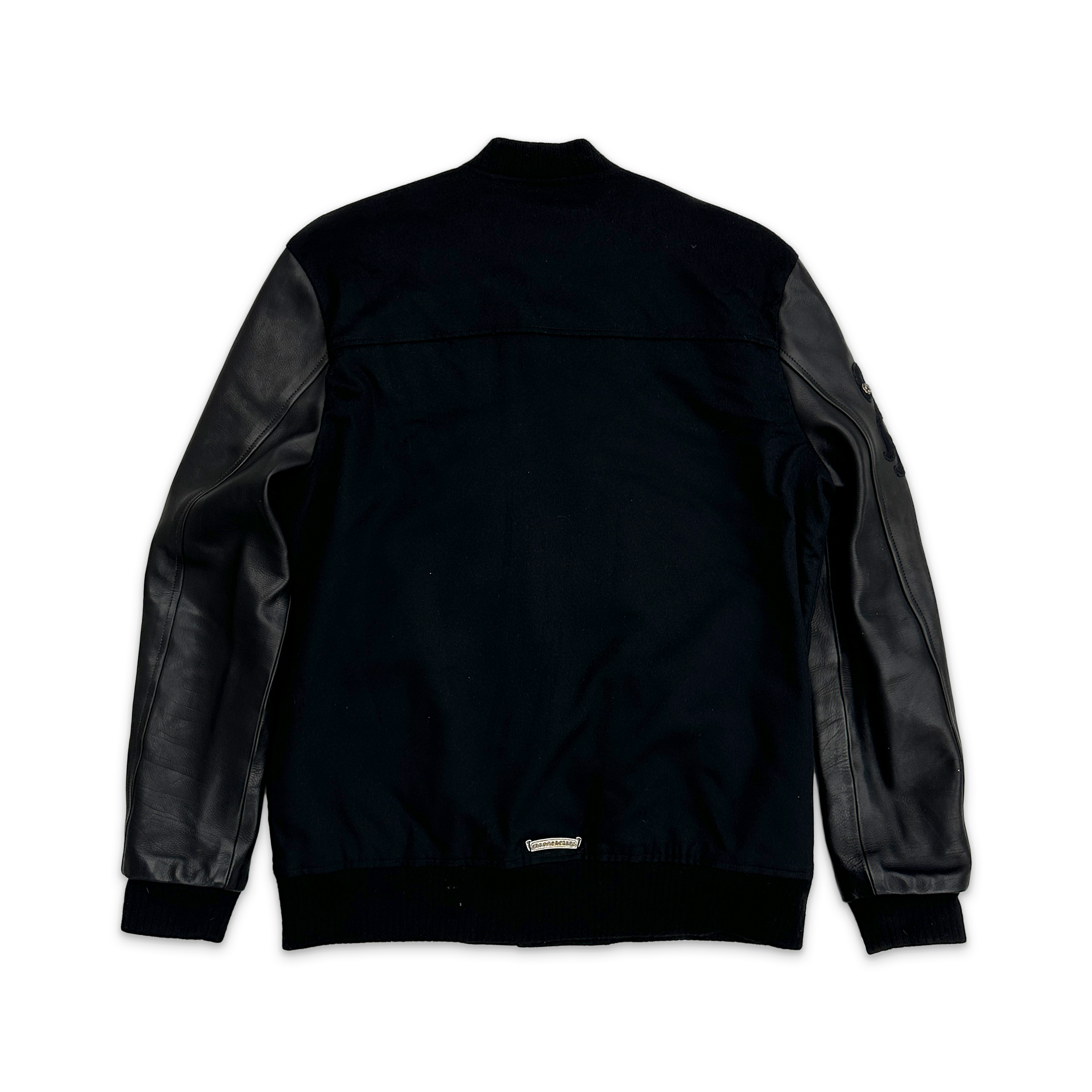 Chrome Hearts, Cashmere & Leather Multi Patch Varsity Jacket "Black"