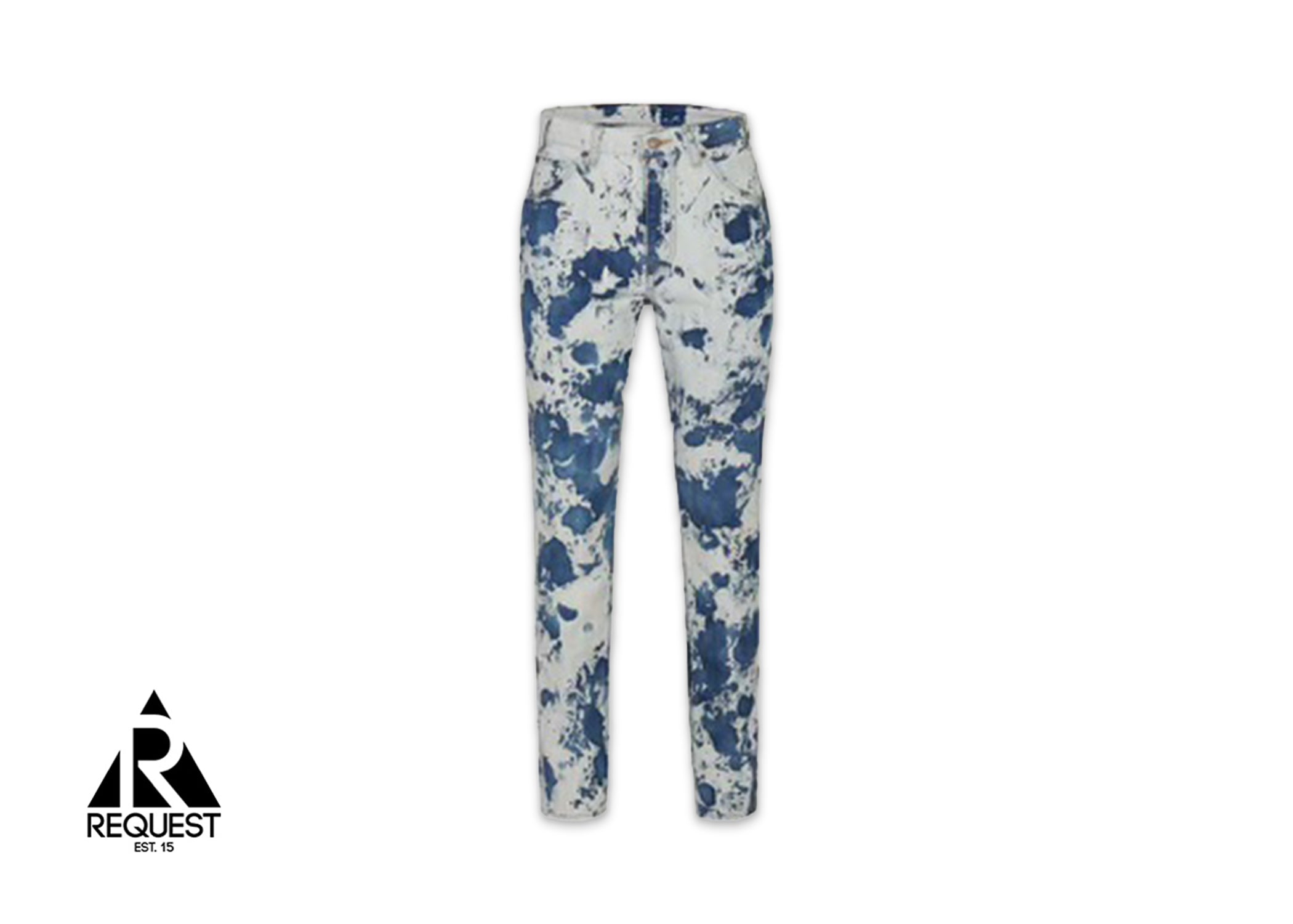 Celine 21SS Bleached Camouflage Straight Leg Denim Jeans “Blue/White”