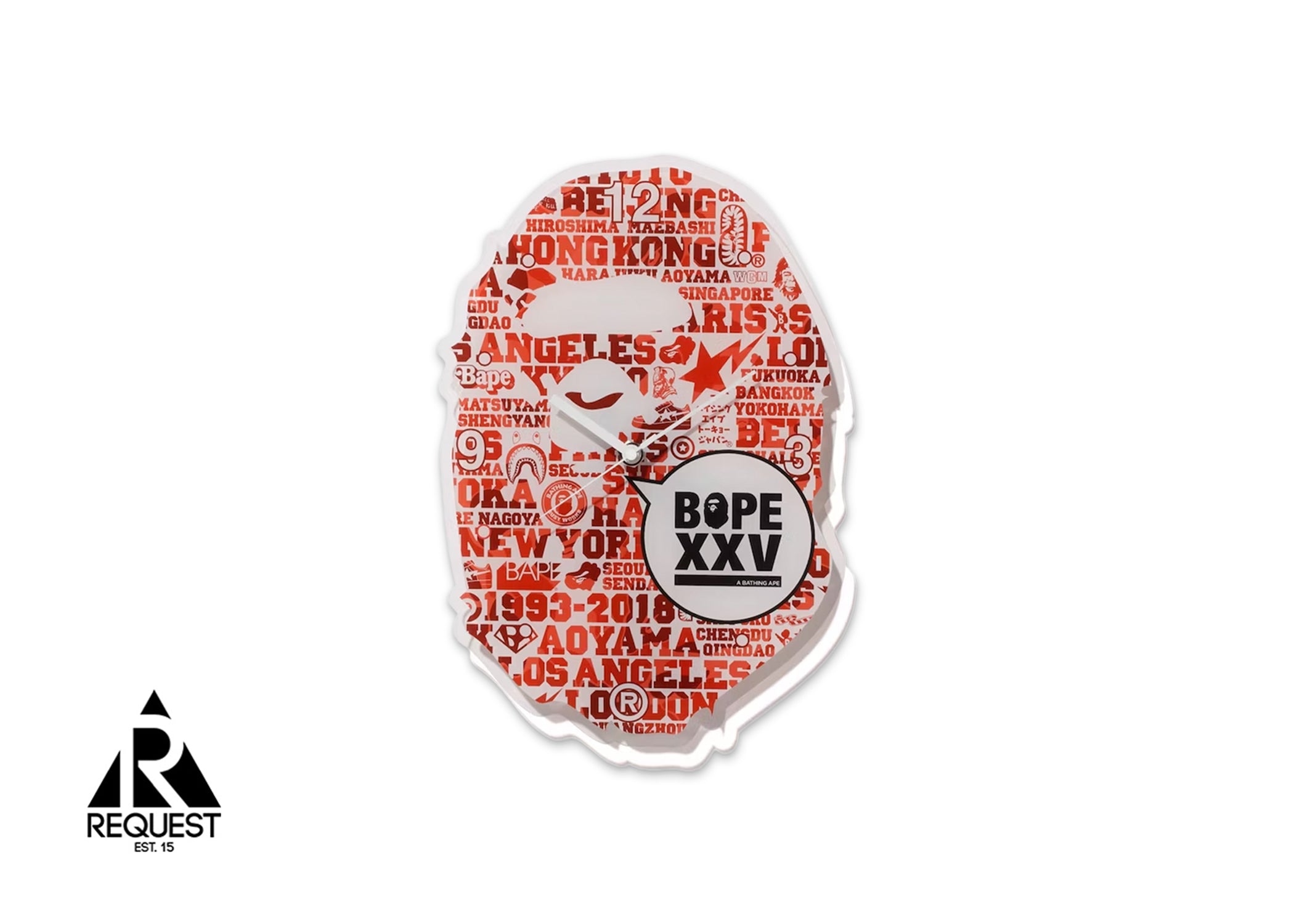 A Bathing Ape BAPE XXV Ape Head Clock "Red"