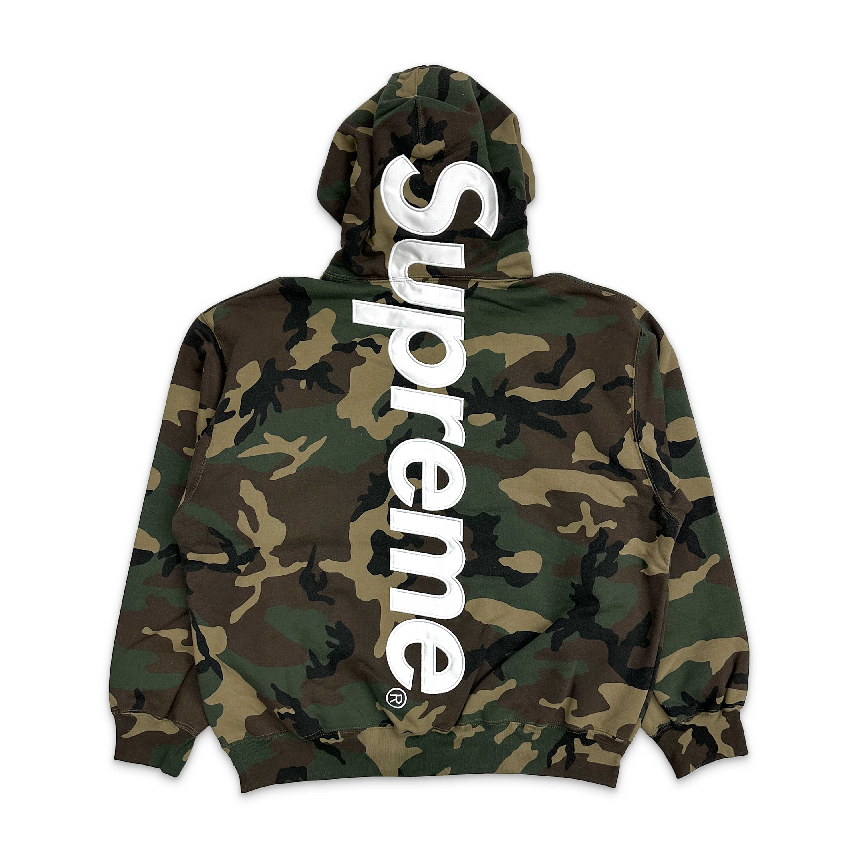 Supreme, Satin Appliqué Hooded Sweatshirt SS26 “Woodland Camo"