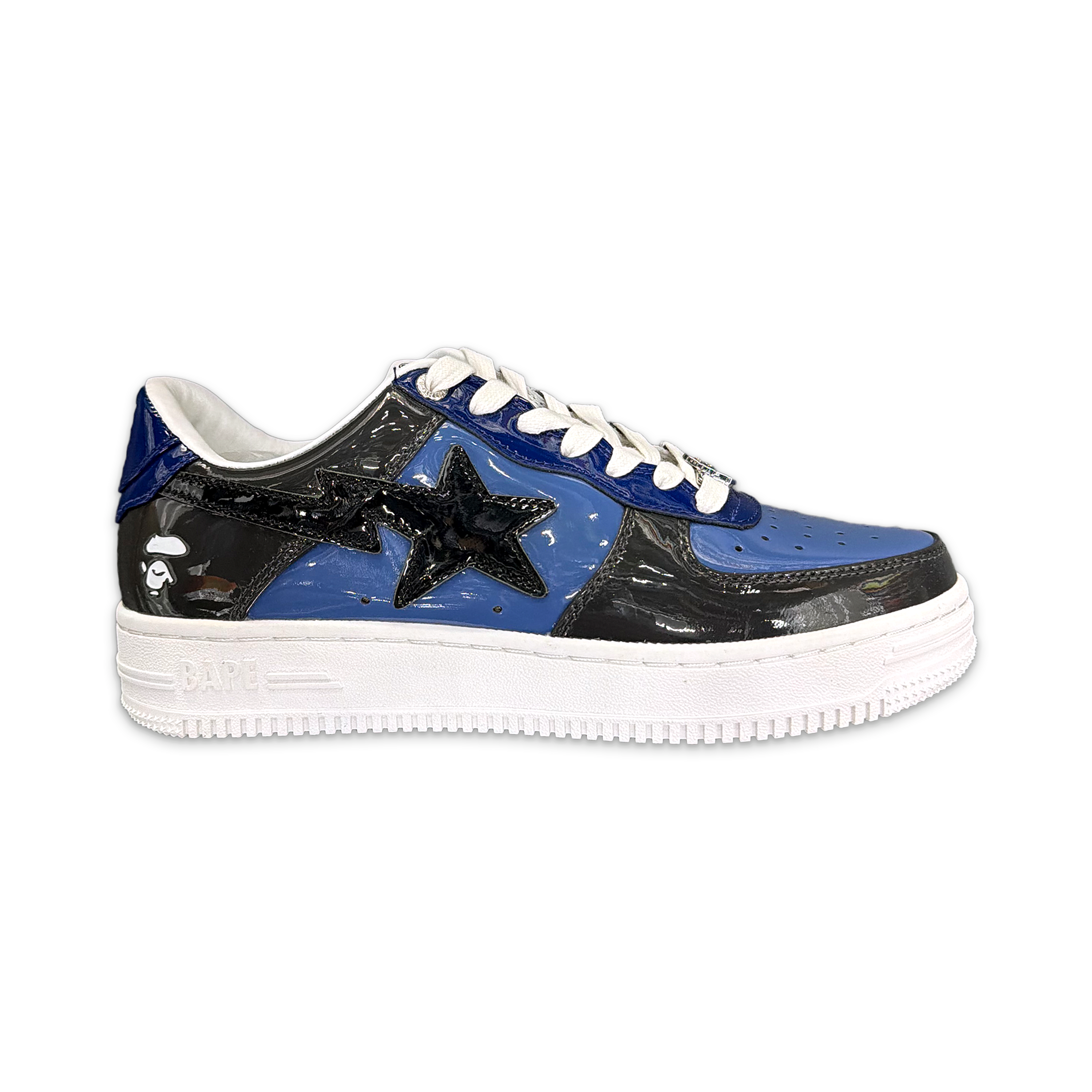 A Bathing Ape (BAPE), Bapesta Low Patent Leather “Color Camo Combo Blue”
