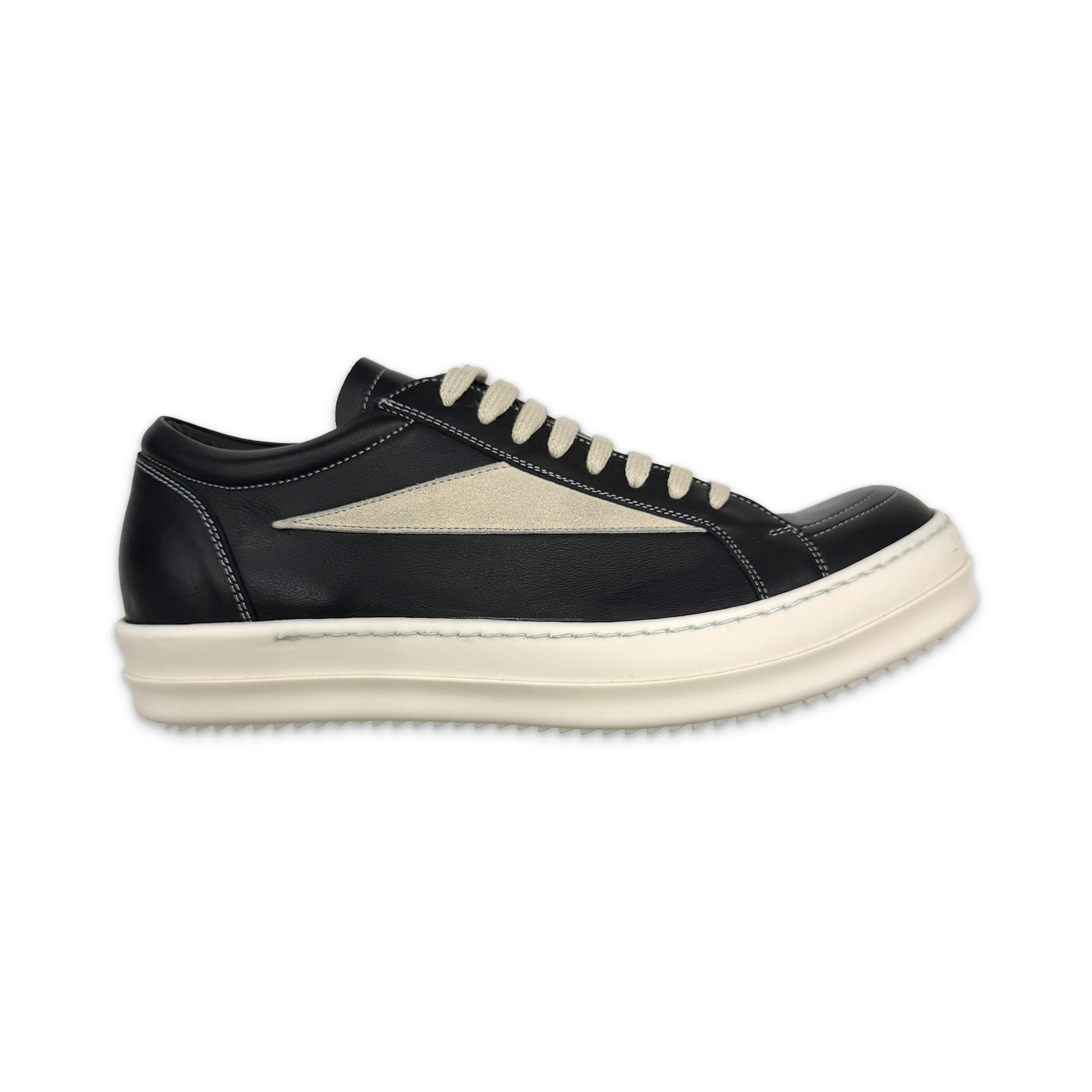 Rick Owens, Concordians Leather Vintage Sneaks Low "Black Milk" (W)