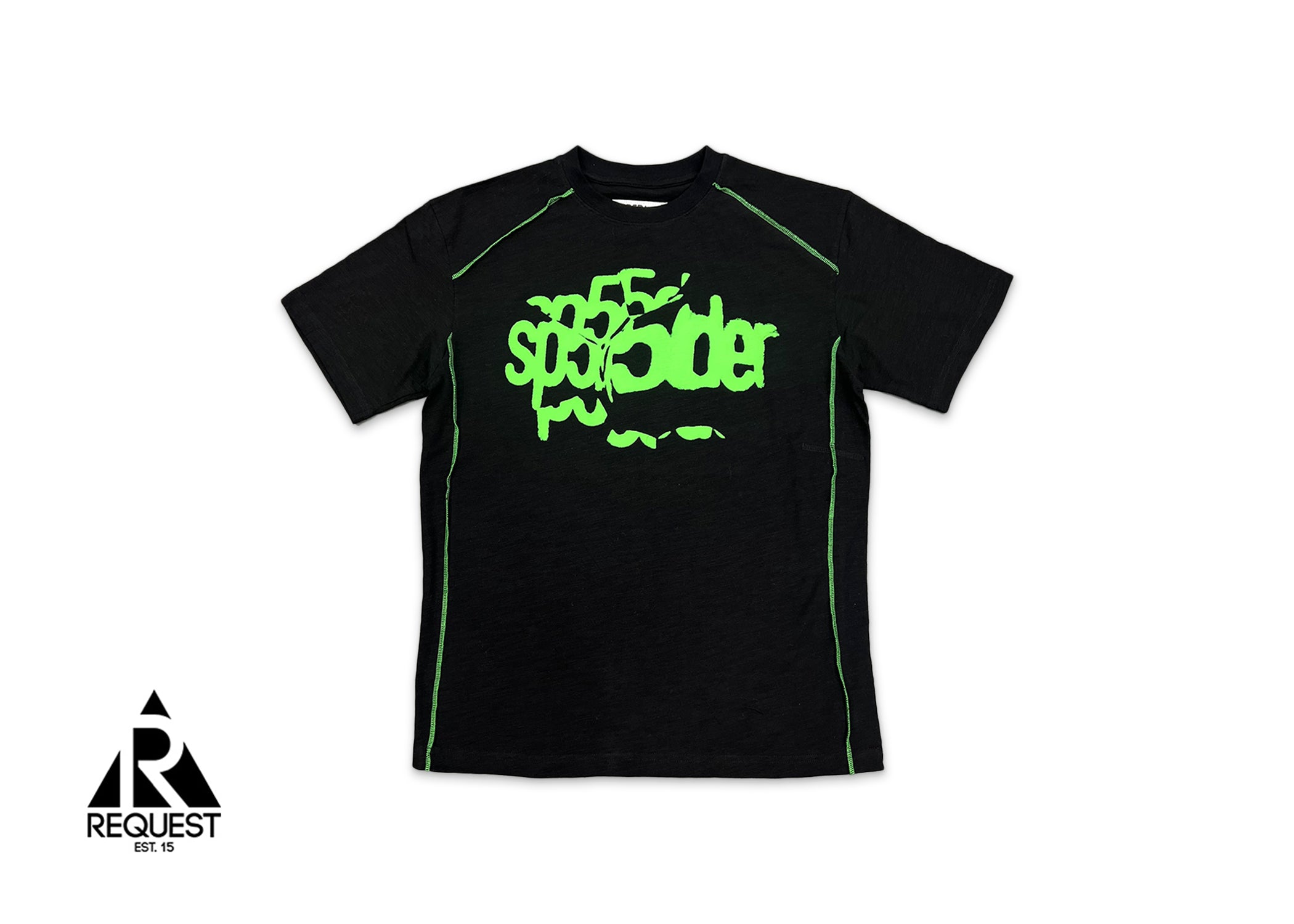 Contrast Stitch Slub Tee "Black/Green"