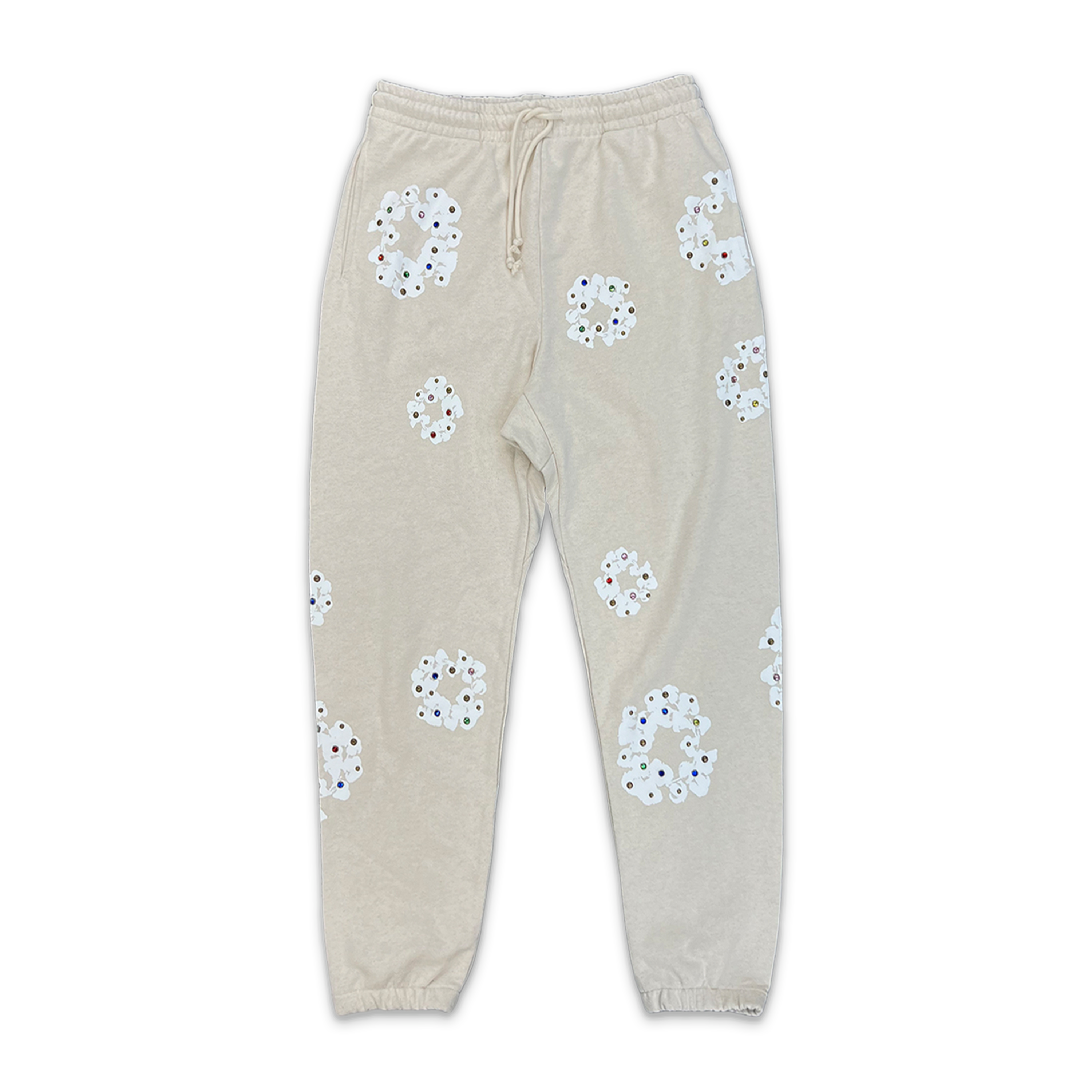 Rhinestone Wreath Sweatpants "Oatmeal"