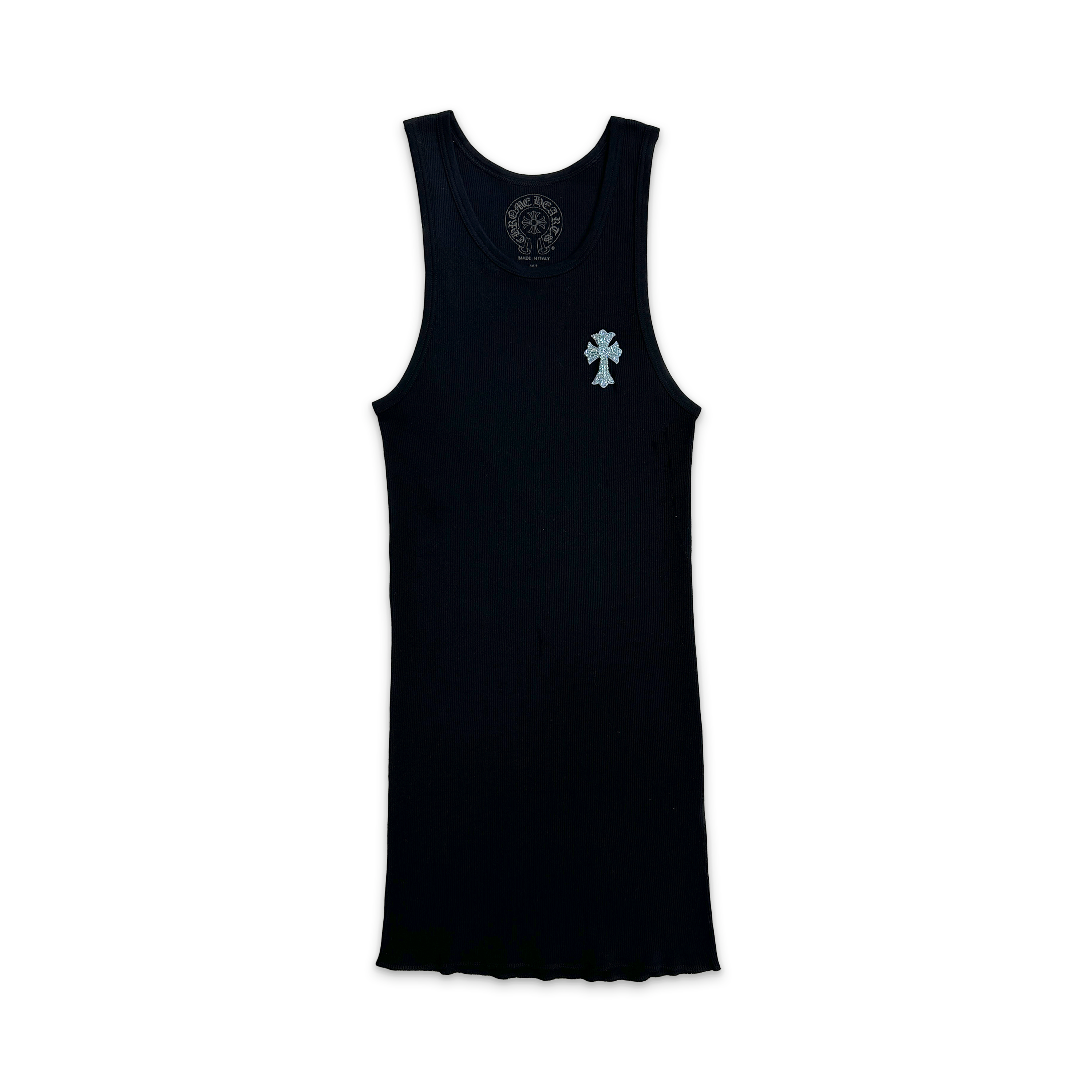 Beaded Cross Tank Top "Black Blue"