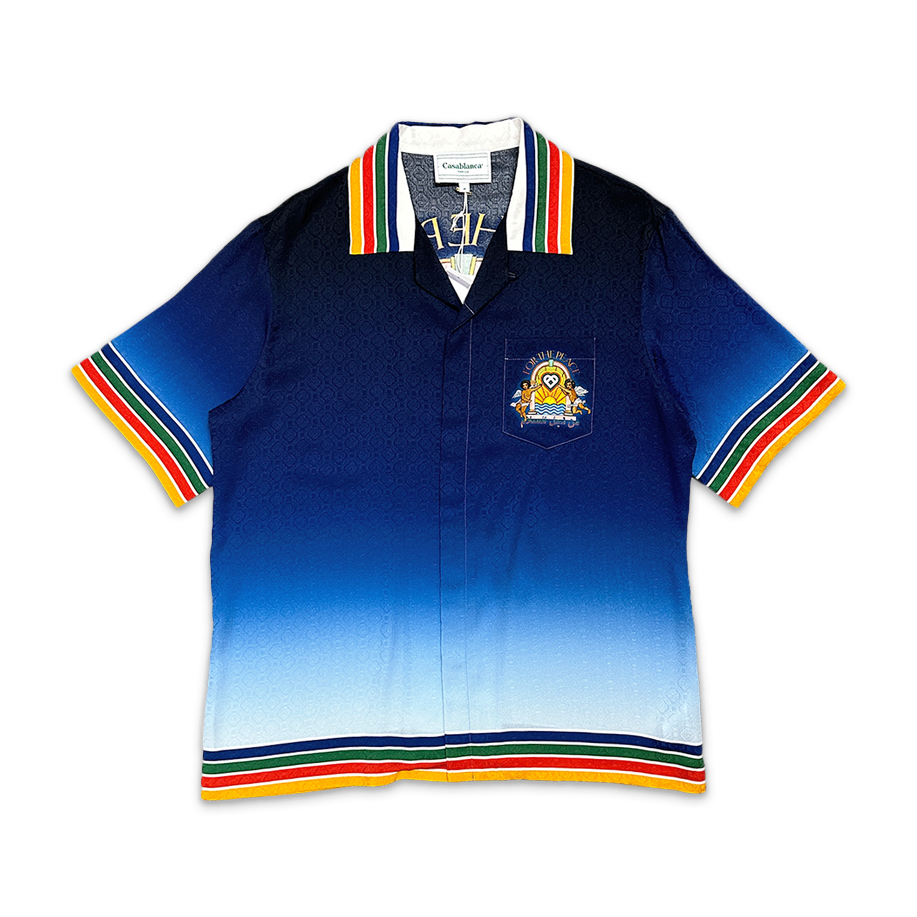 Silk Monogram Cuban Collar S/S Button Up "Studio De Musique"