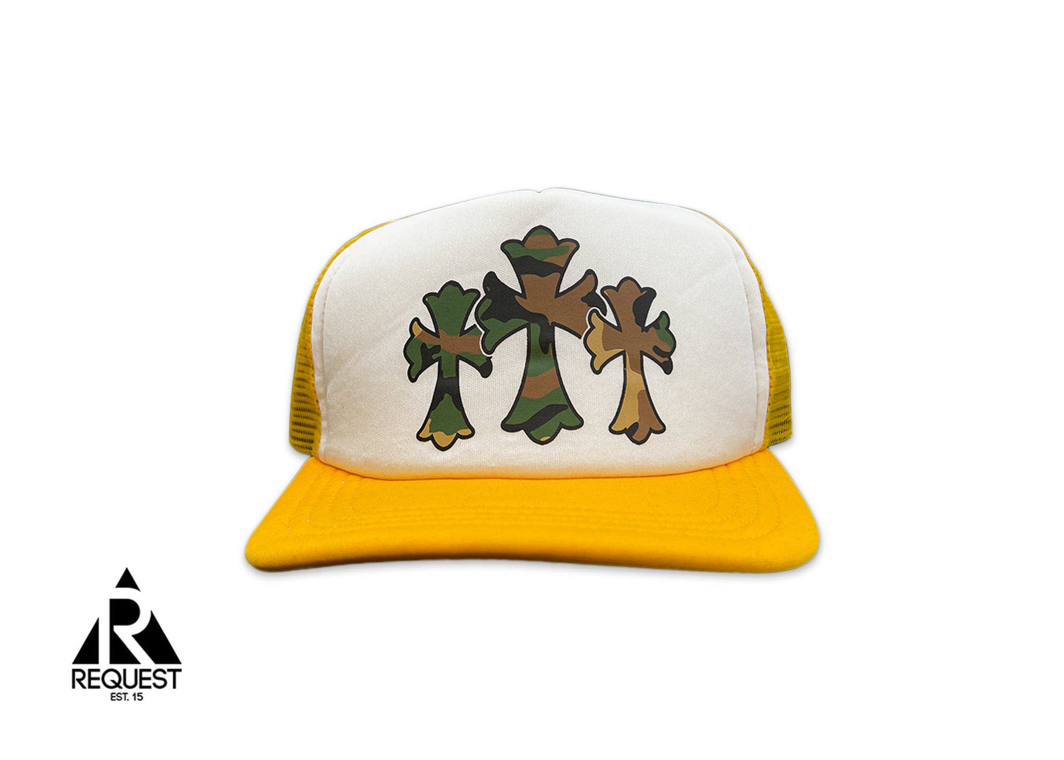 Chrome Hearts Camo Crosses Trucker Hat "Yellow"