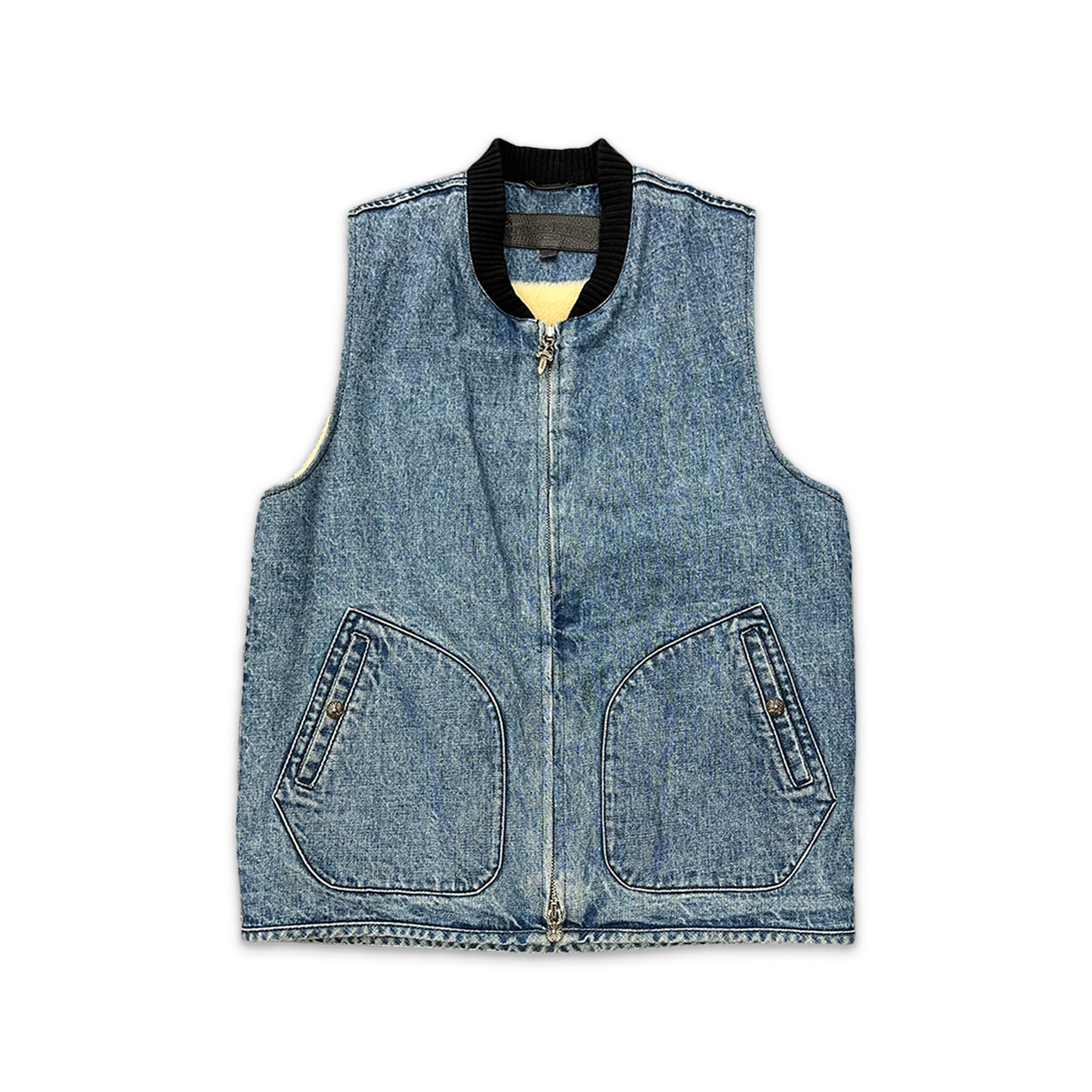 Denim Shearling Vest "Blue"