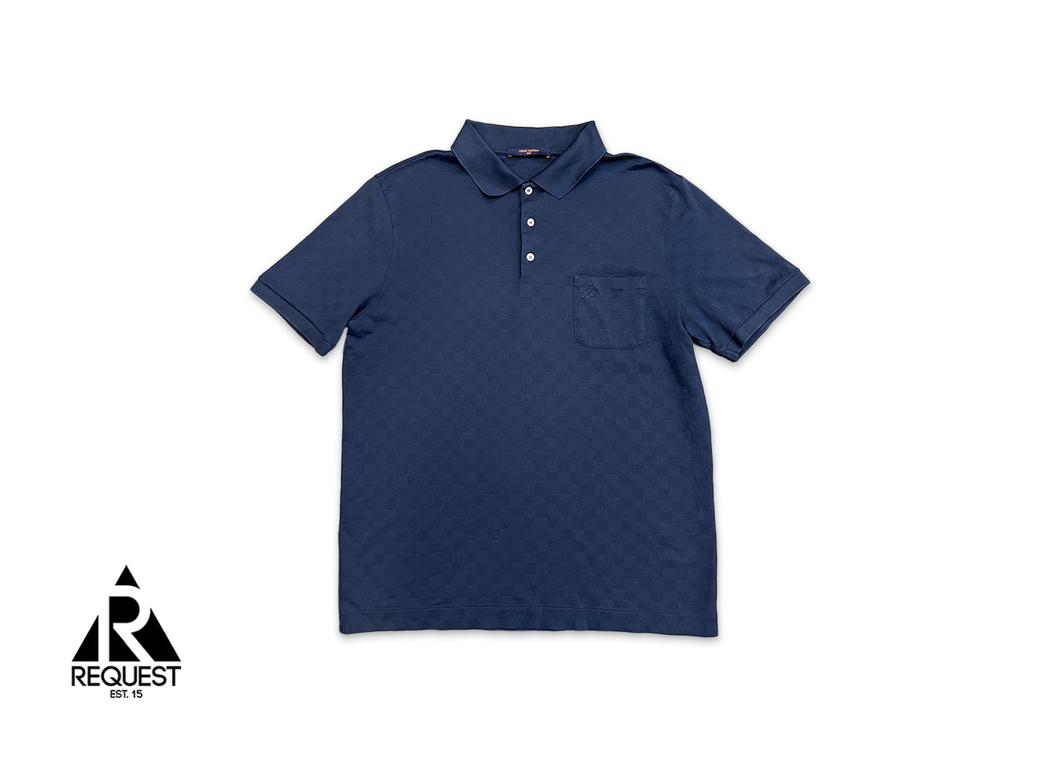 Half Damier Polo Tee "Navy"