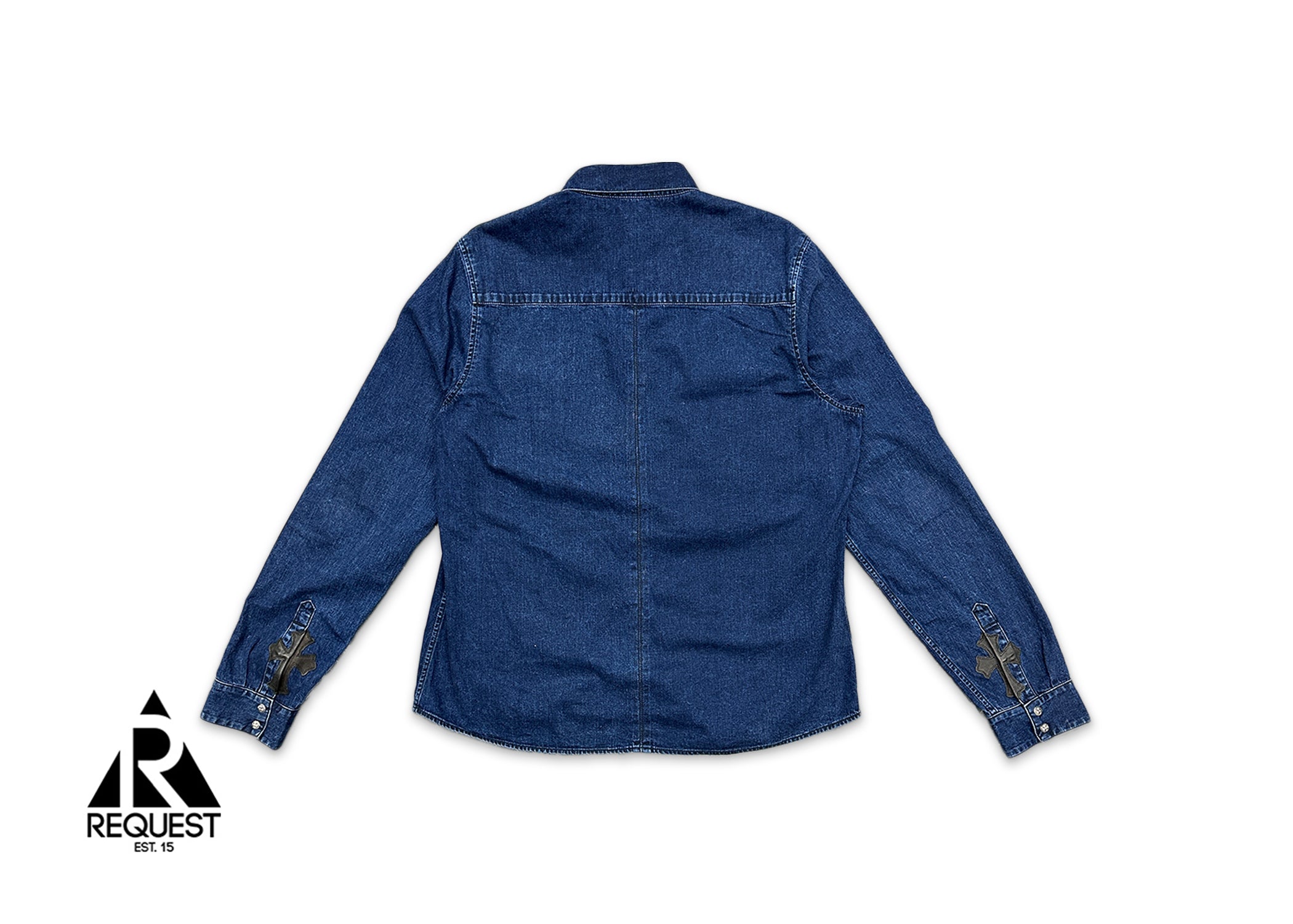 Denim Shirt w/ Black Crosses "Indigo"