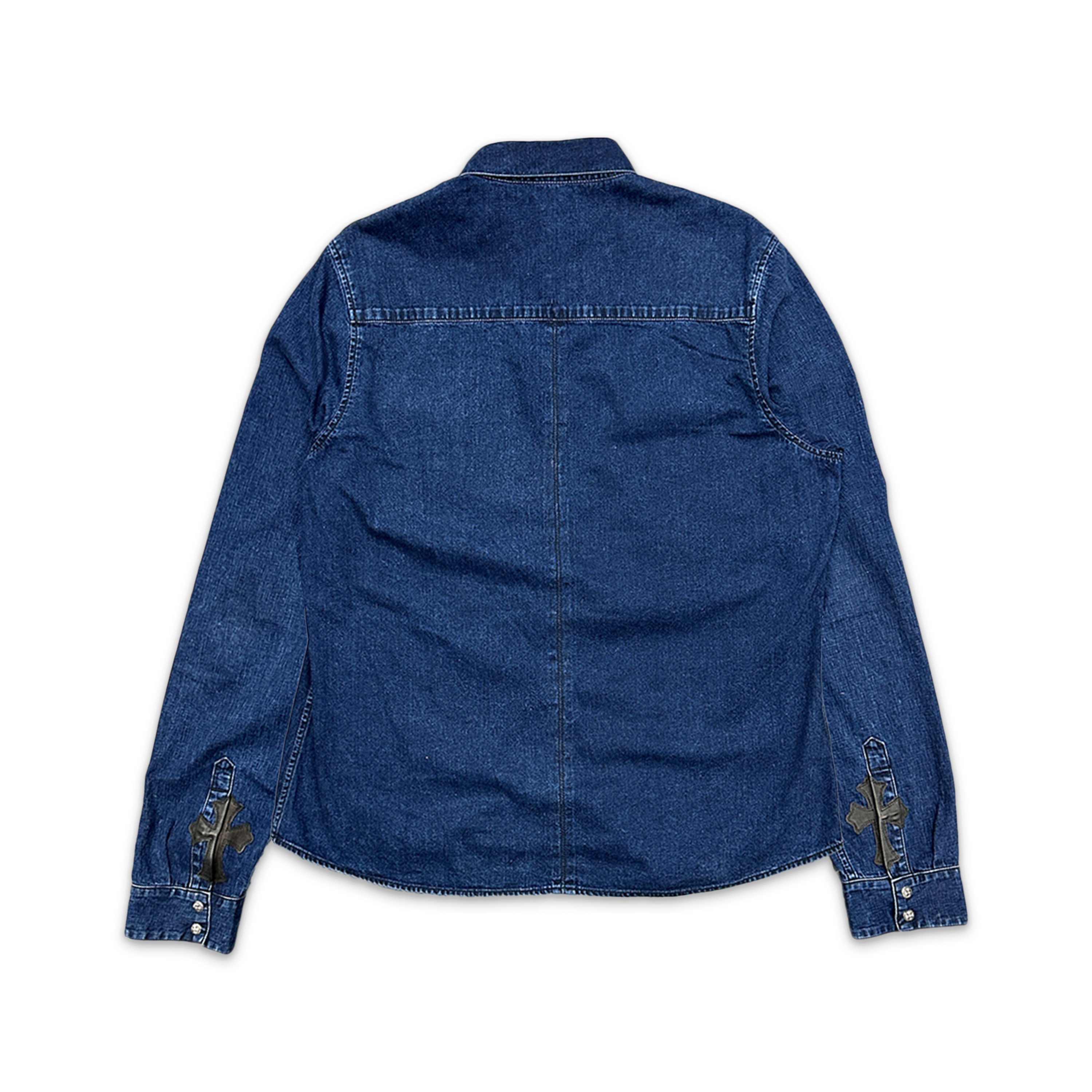 Denim Shirt w/ Black Crosses "Indigo"